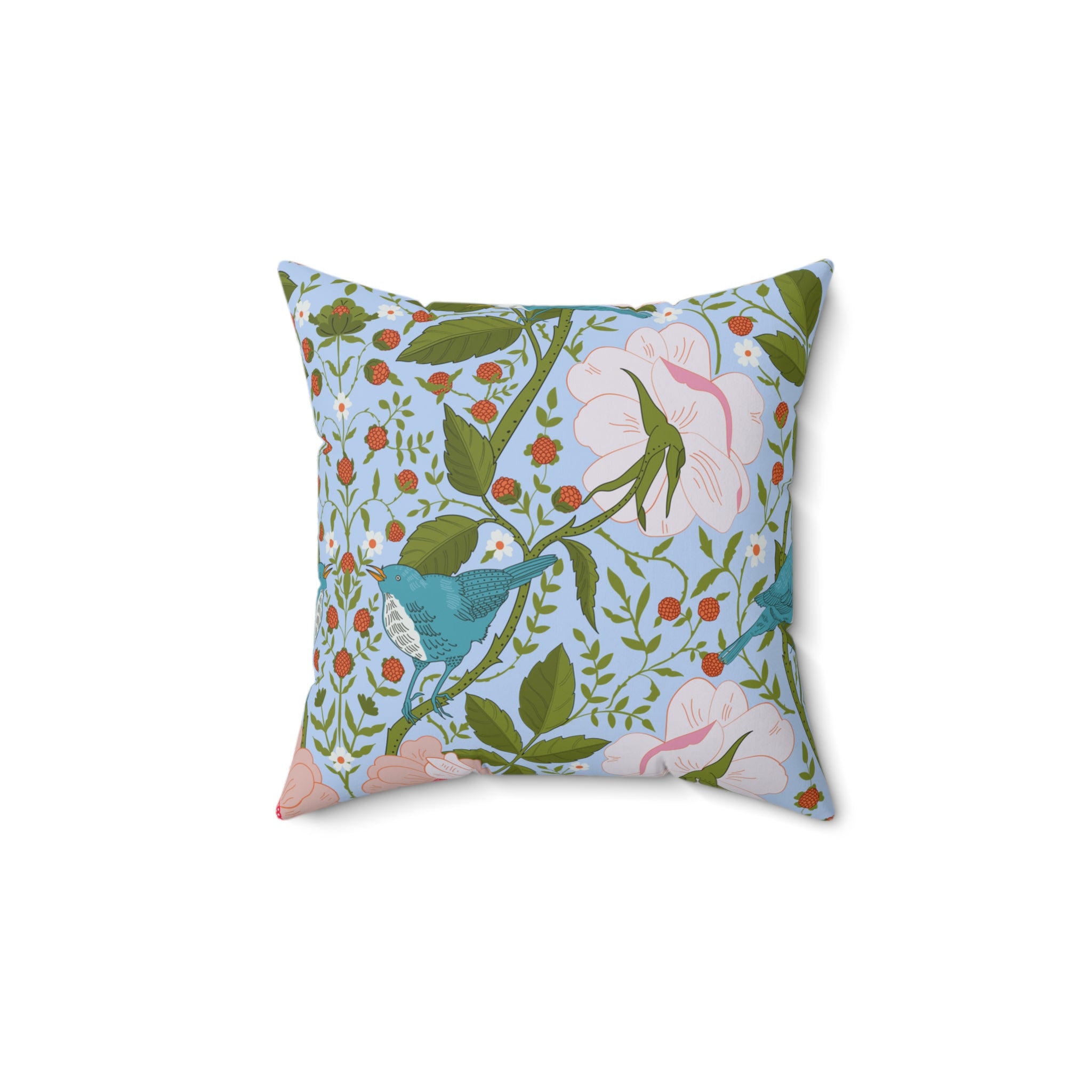 Spun Polyester Square Floral Pillow