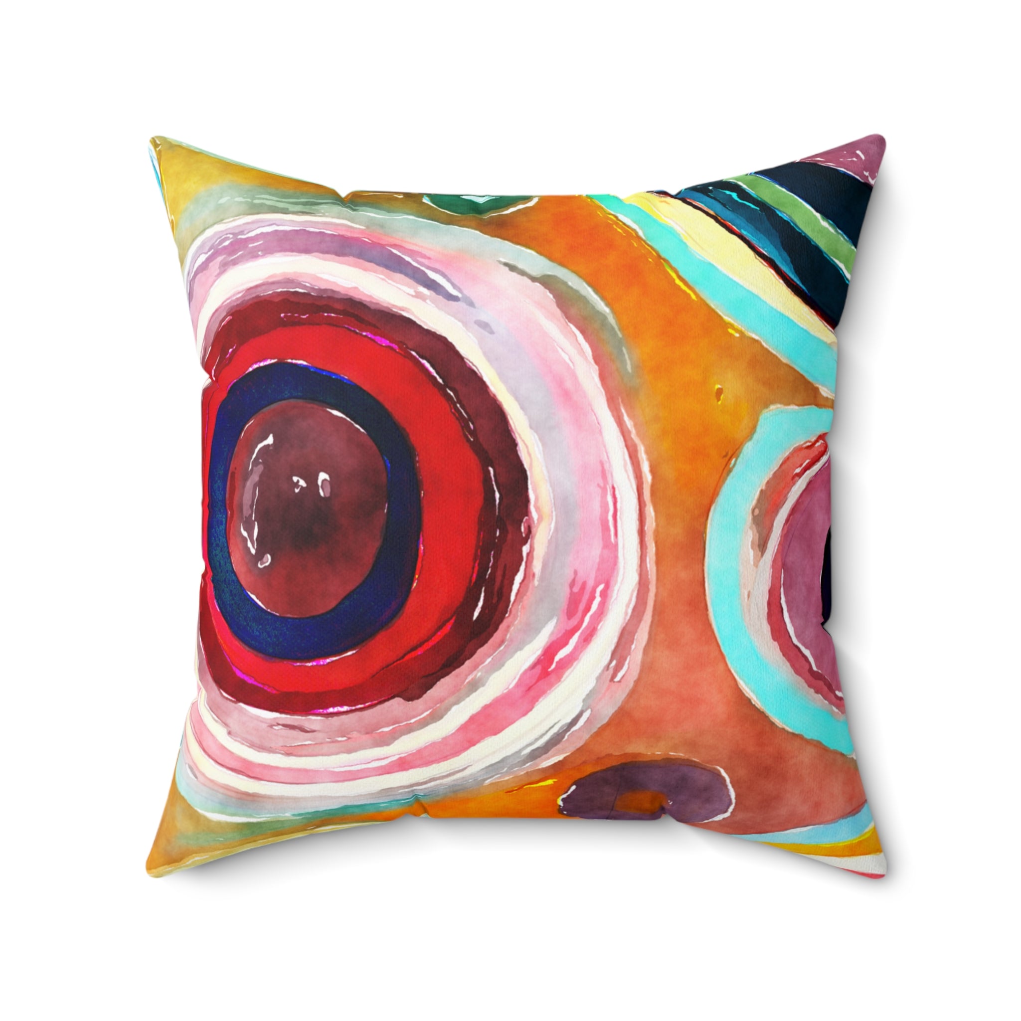 Spun Polyester Funky Circle Square Pillow