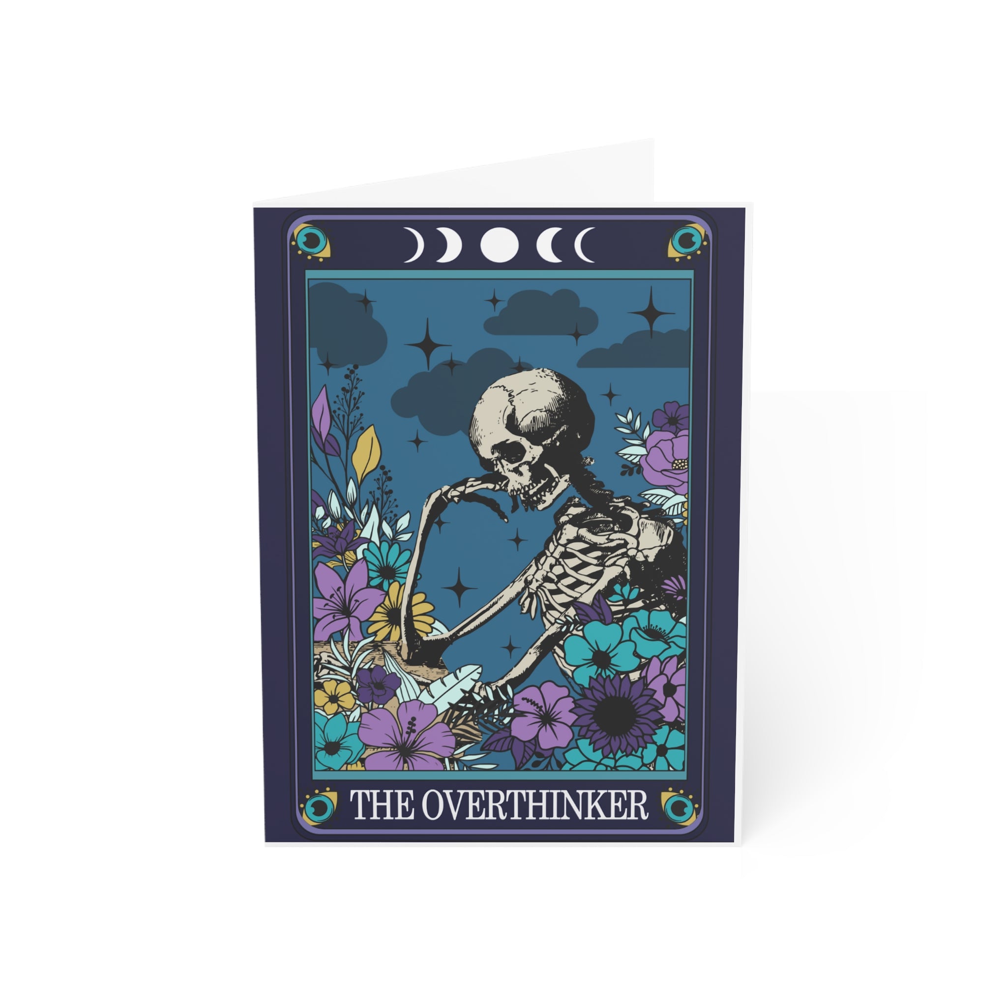 The  Overthinker Tarot Style Skeleton Greeting Card