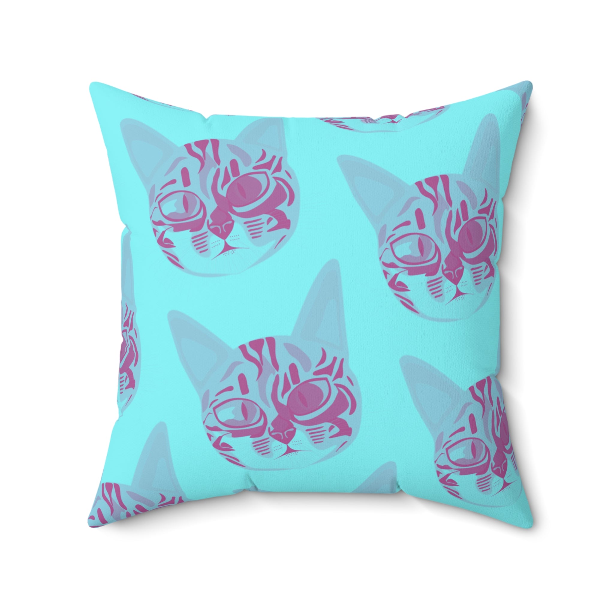 Spun Polyester Dorm Room Cat Square Pillow