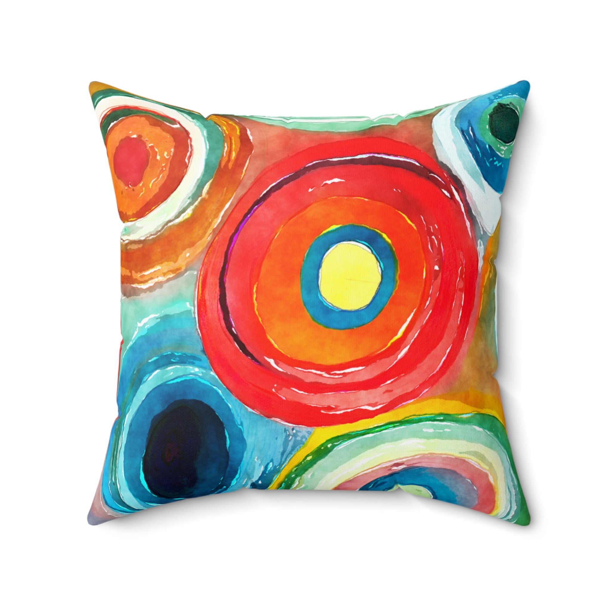 Spun Polyester Funky Circle Square Pillow
