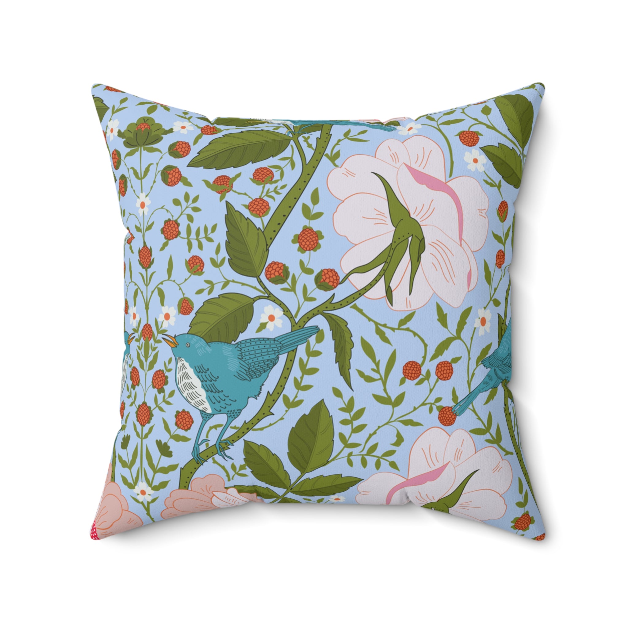 Spun Polyester Square Floral Pillow