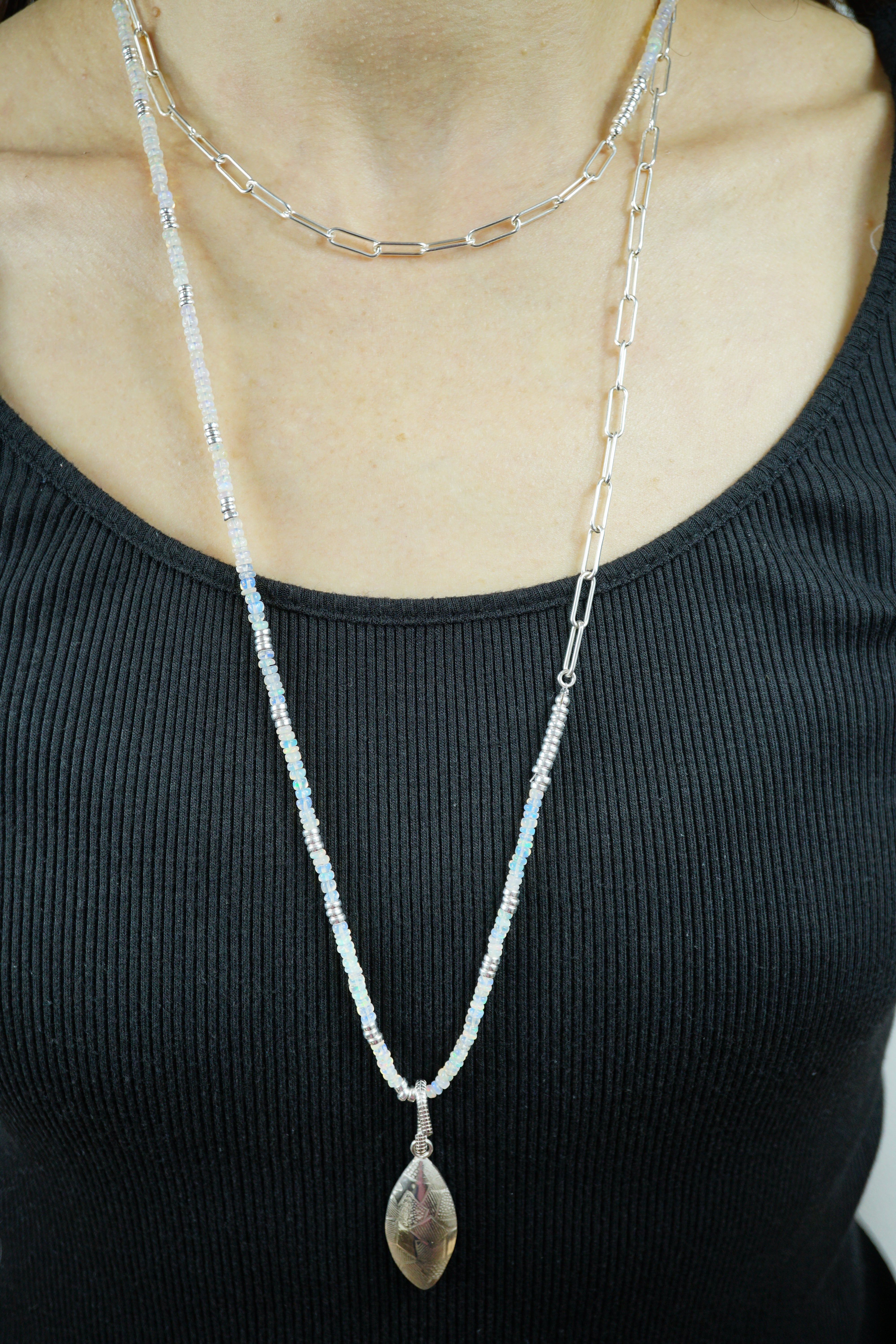Opal Necklace with Chunky Pendant