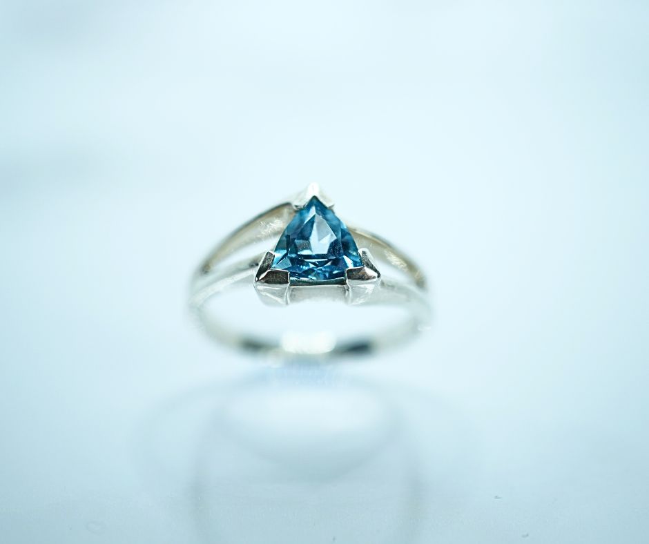 Sterling Silver Trillion Blue Topaz Ring