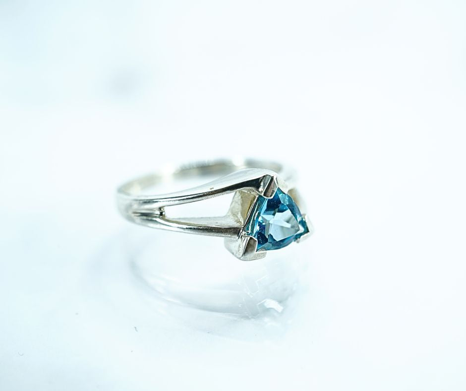 Sterling Silver Trillion Blue Topaz Ring