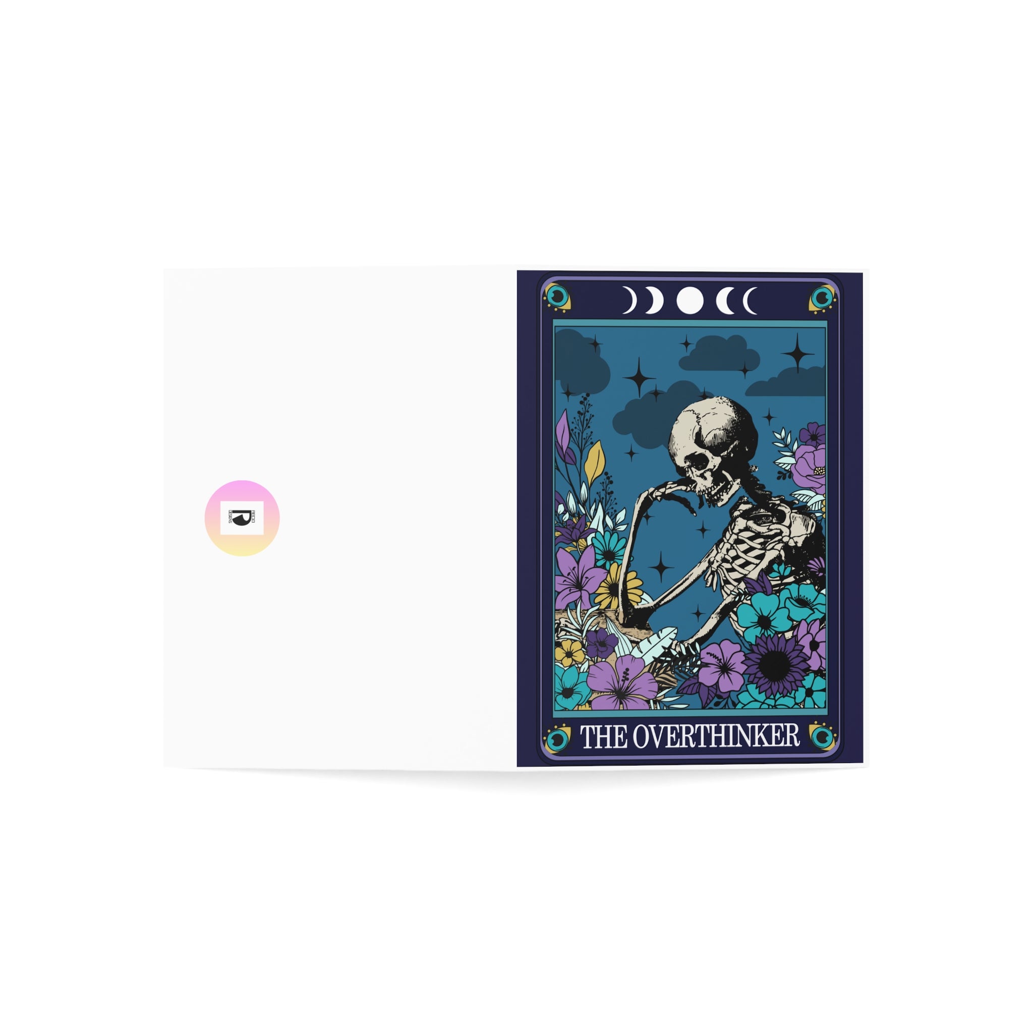 The  Overthinker Tarot Style Skeleton Greeting Card