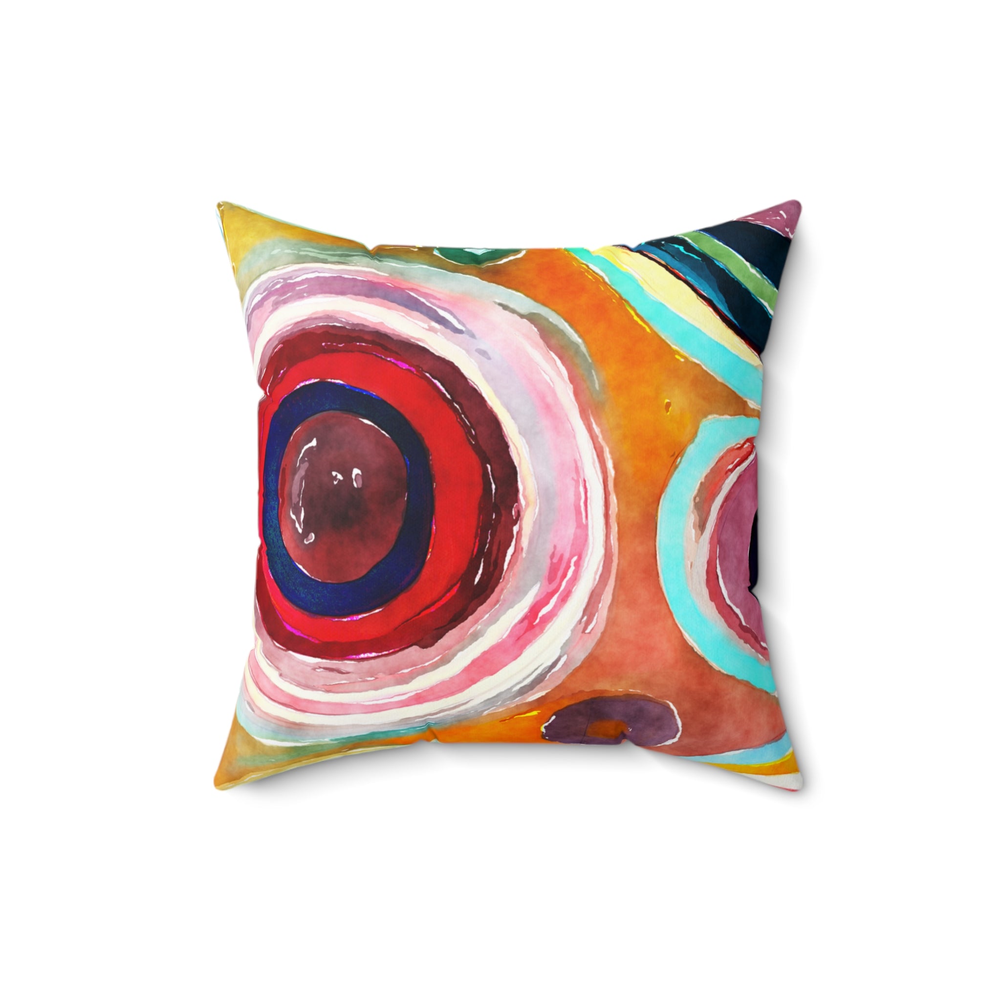Spun Polyester Funky Circle Square Pillow
