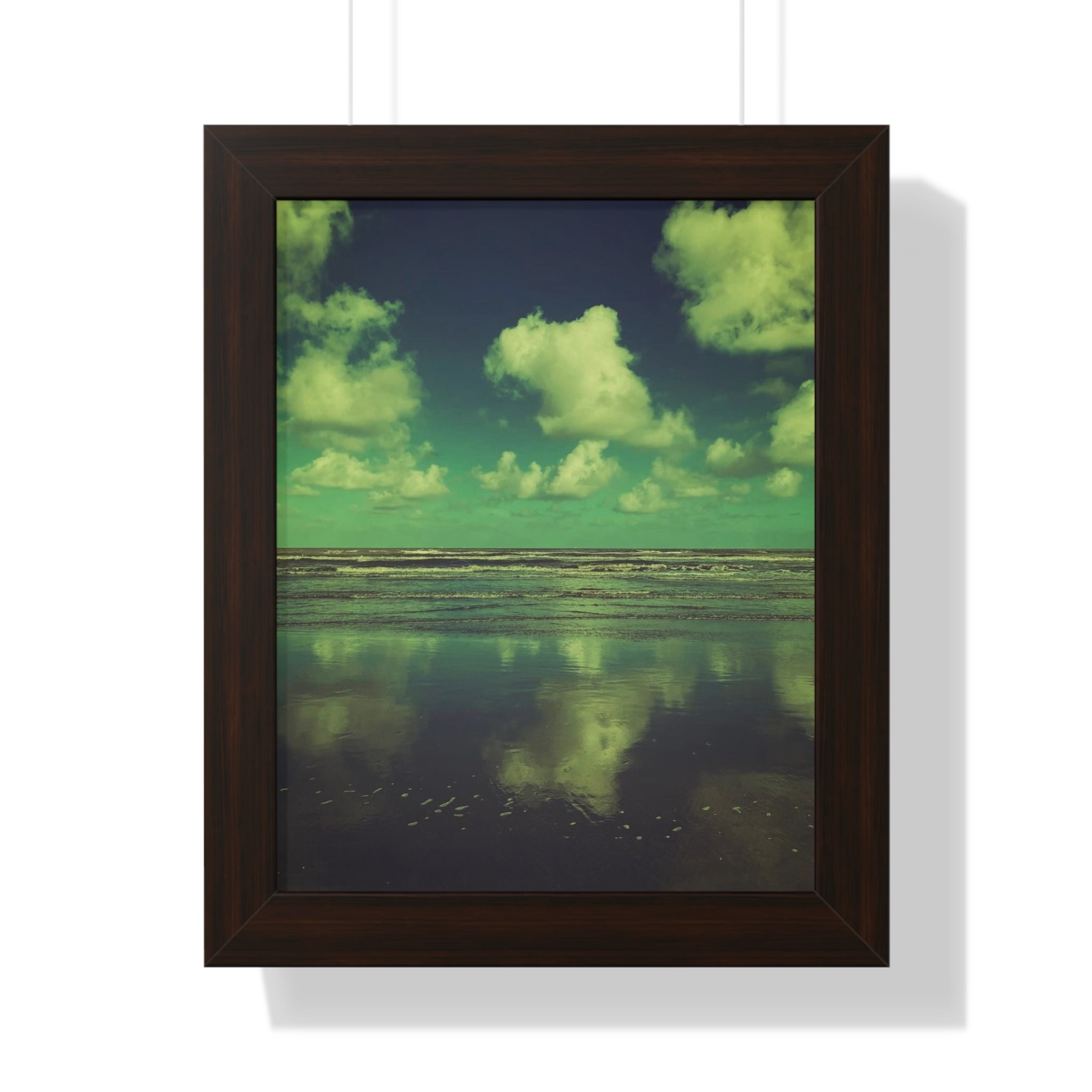 Framed 11" x 14" Green Beachscape Vertical Poster