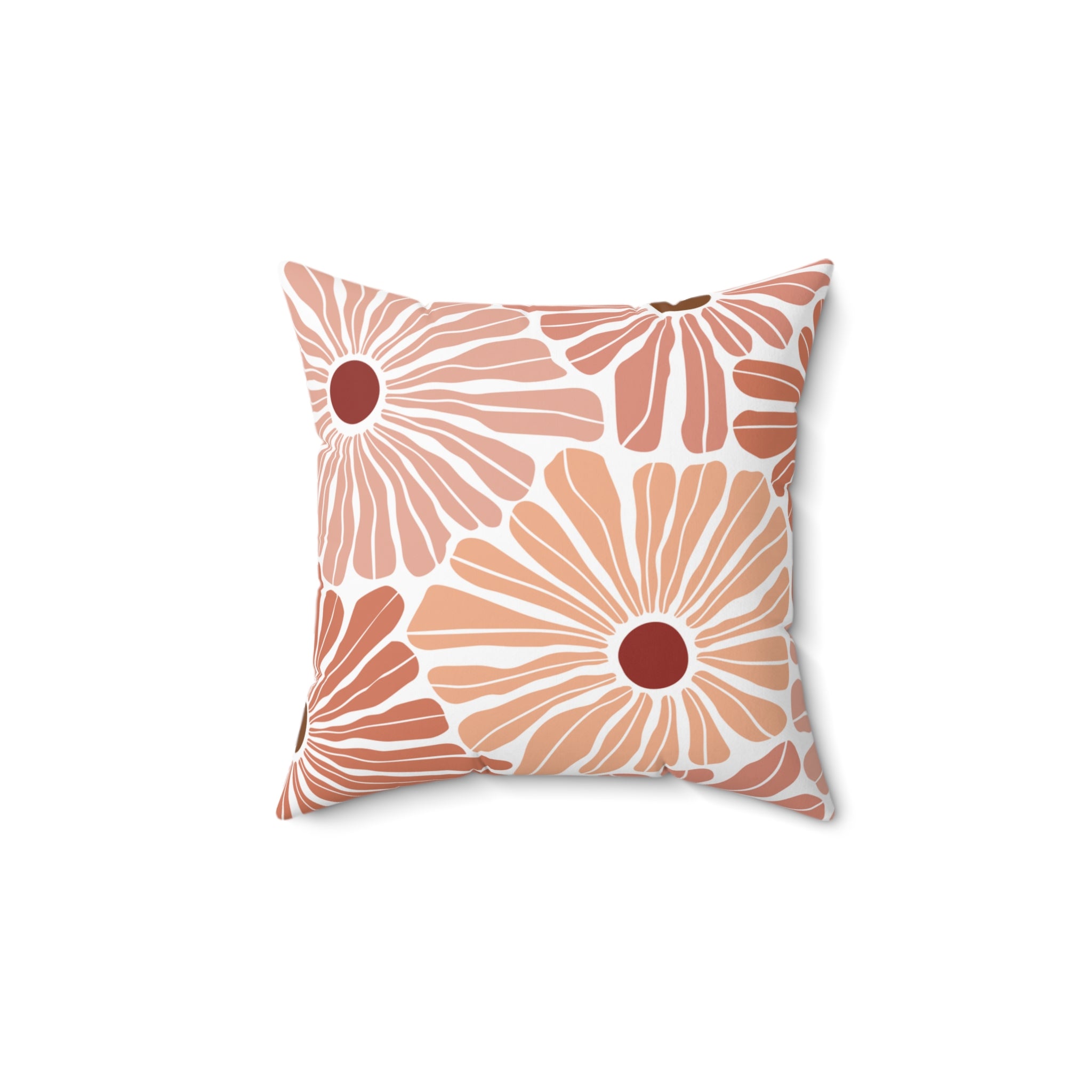 Spun Polyester Boho Flower Motif Square Pillow