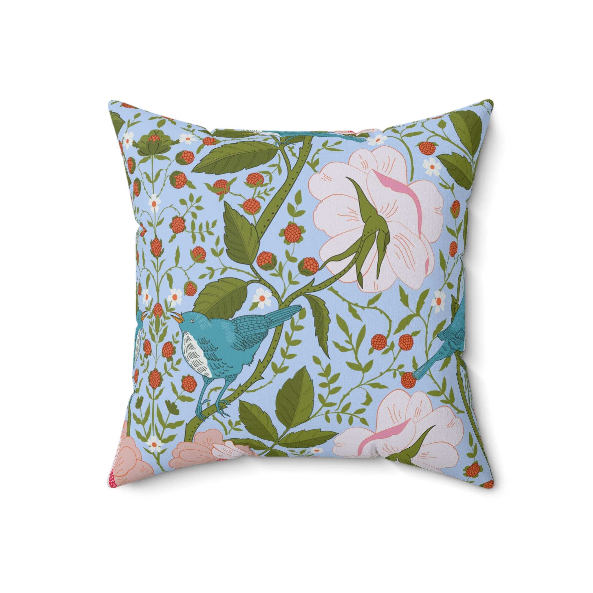 Spun Polyester Square Floral Pillow