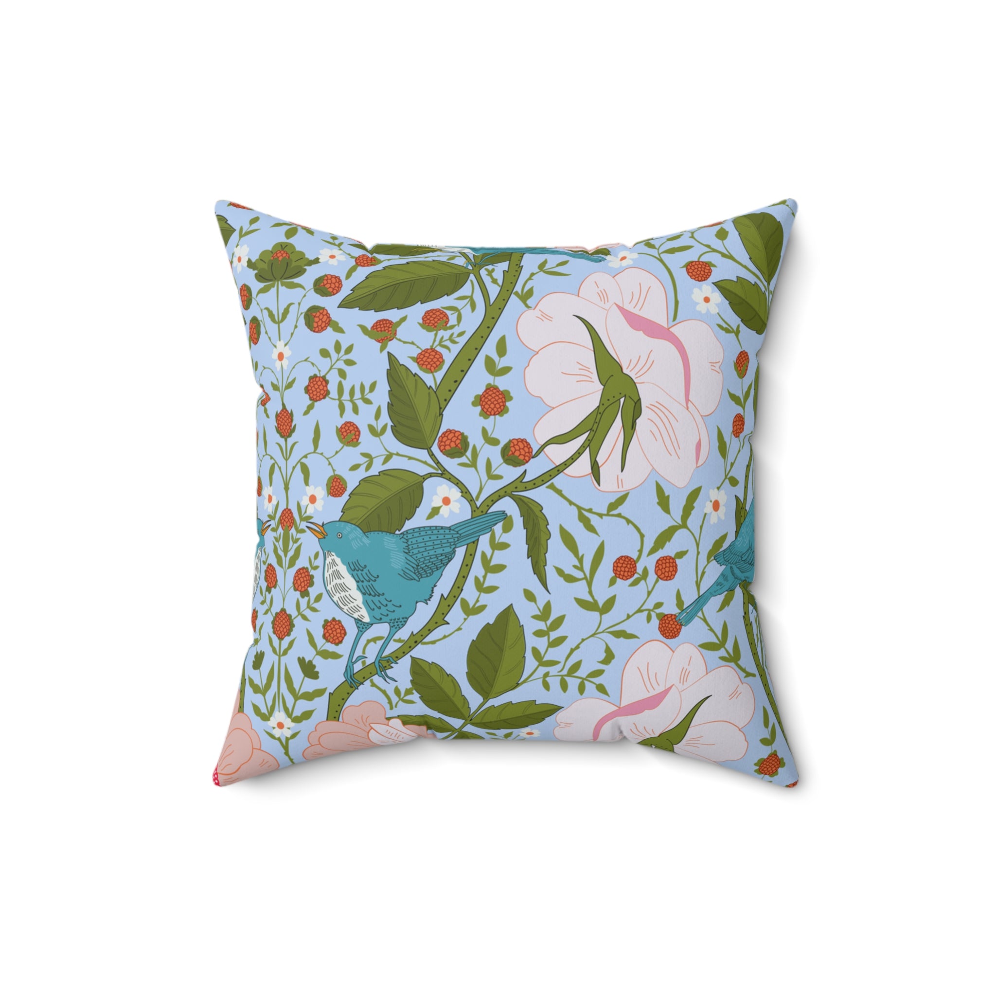 Spun Polyester Square Floral Pillow
