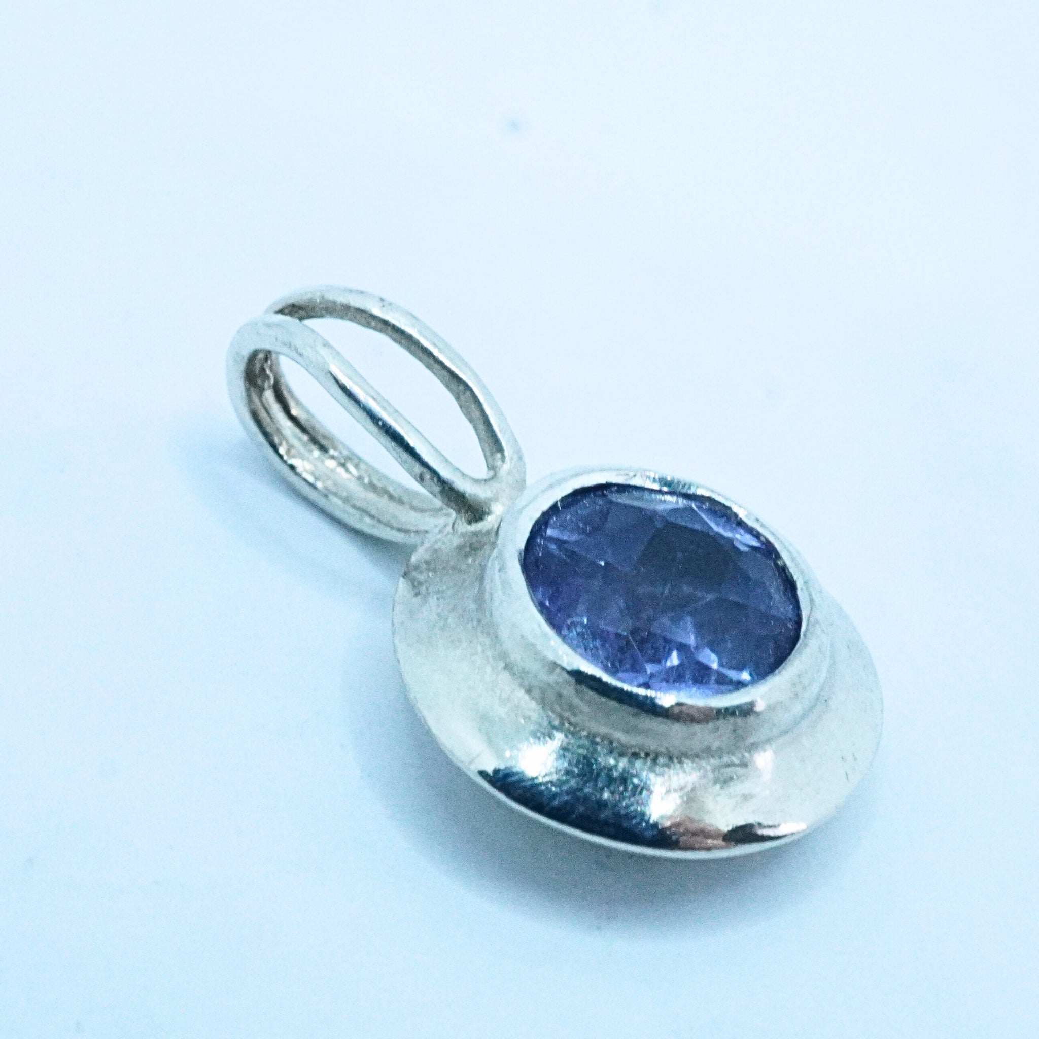 Sterling Silver Blue Moissanite Pendant
