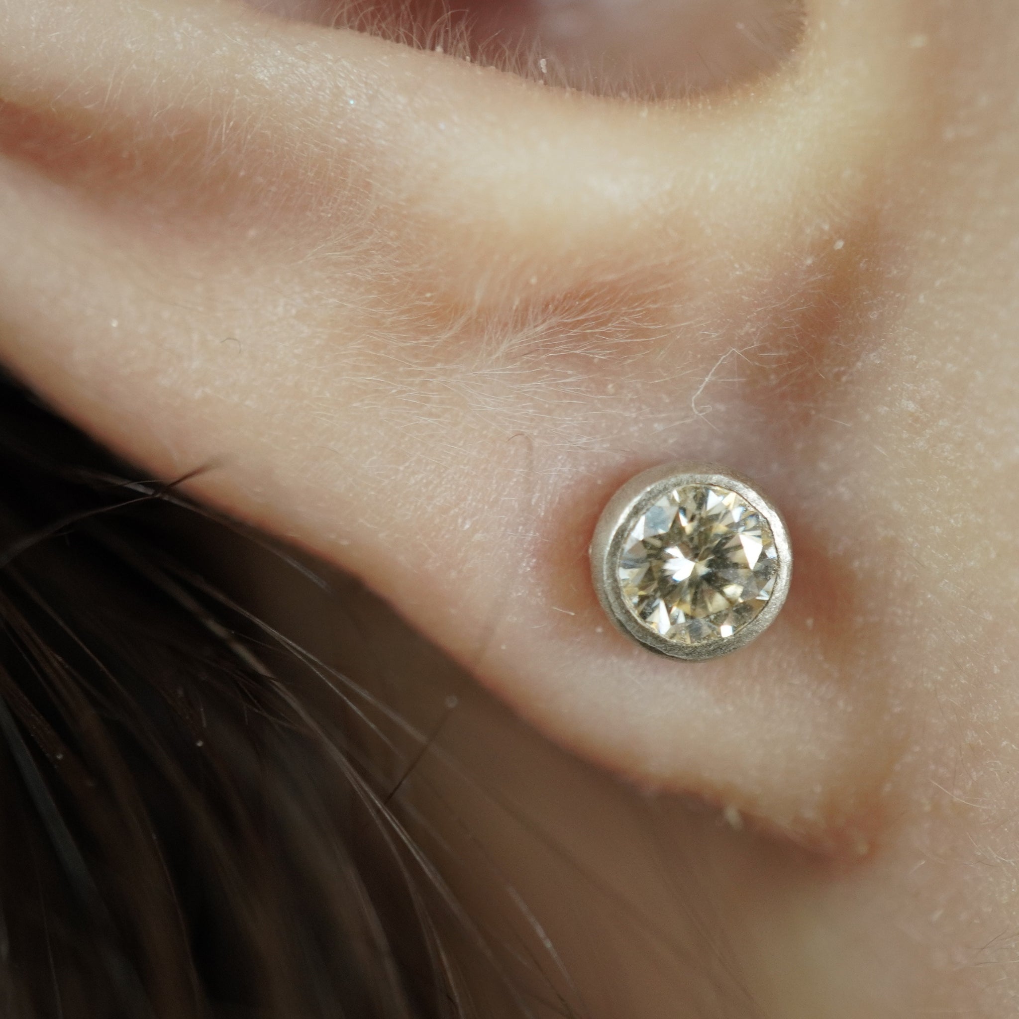 Champagne Moissanite Studs in Silver