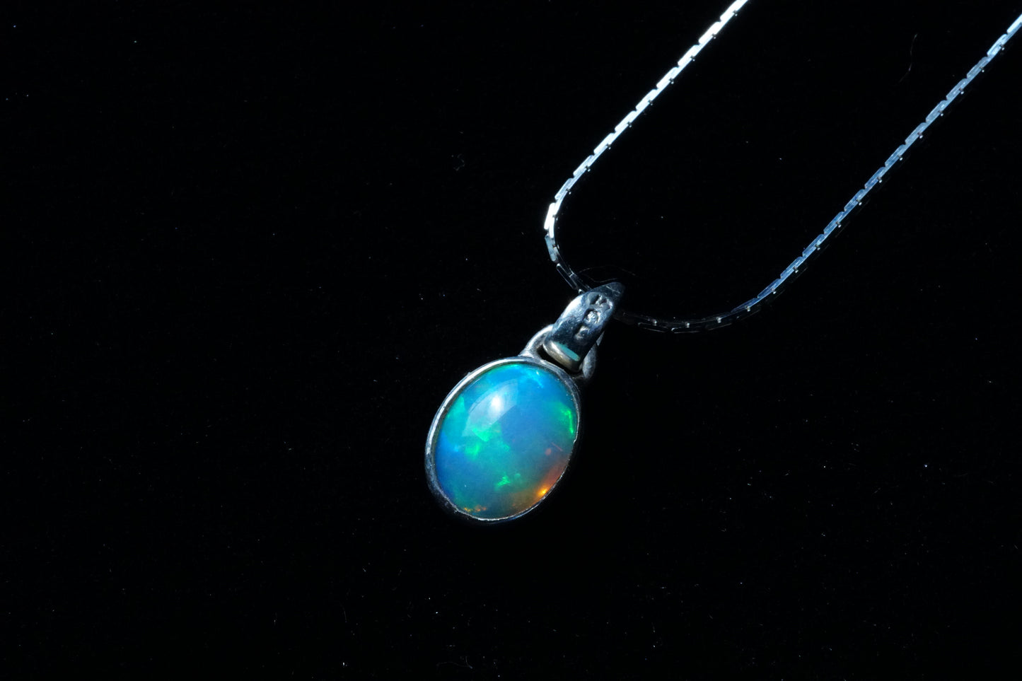 Genuine Handmade Sterling Silver Opal Necklace