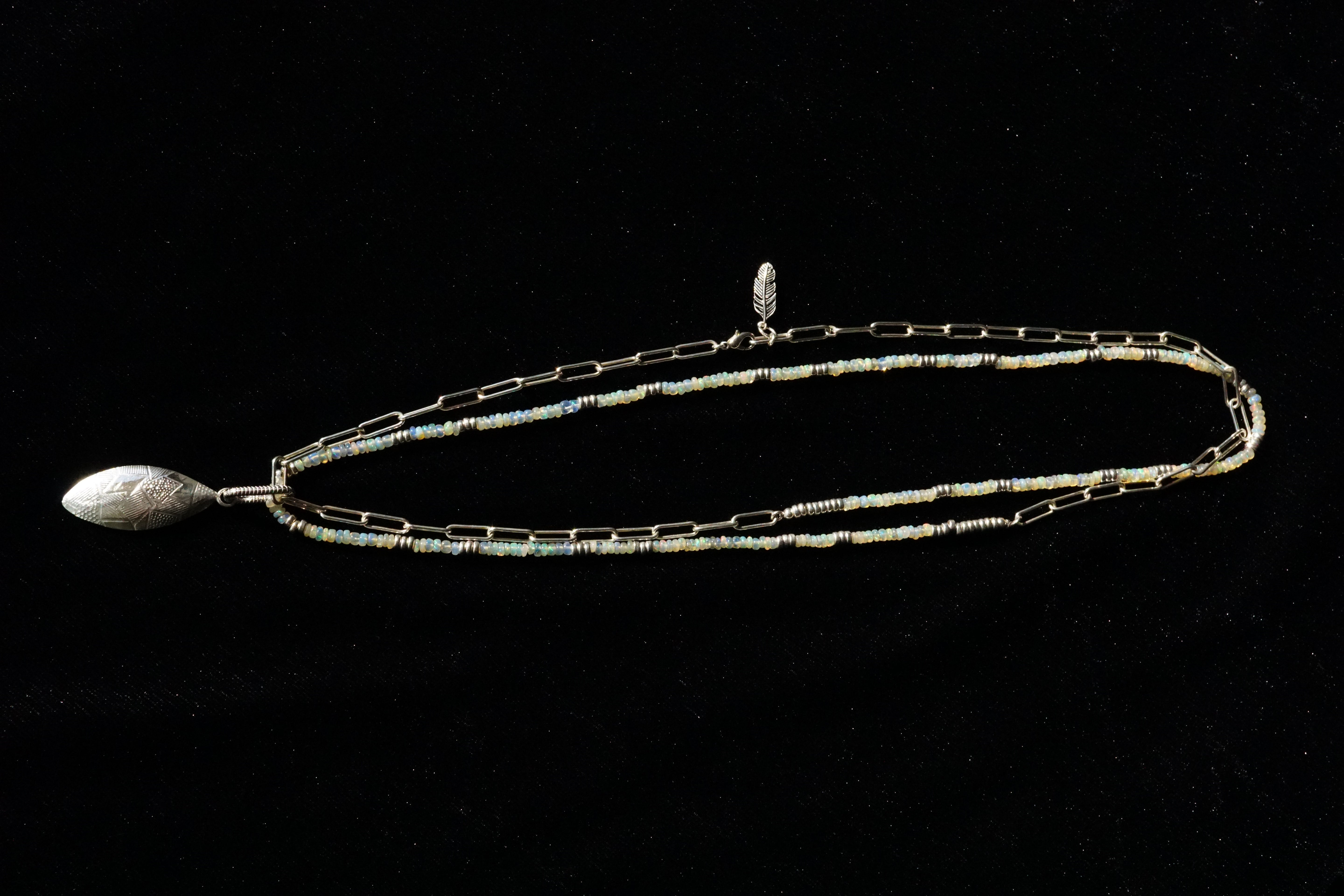 Opal Necklace with Chunky Pendant