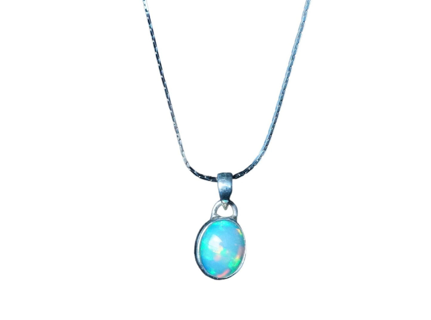 Genuine Handmade Sterling Silver Opal Necklace