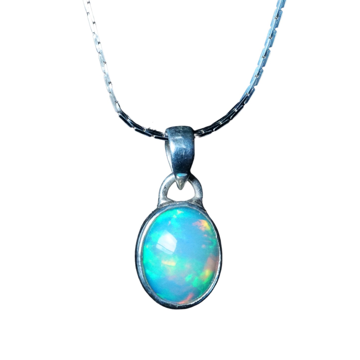 Genuine Handmade Sterling Silver Opal Necklace