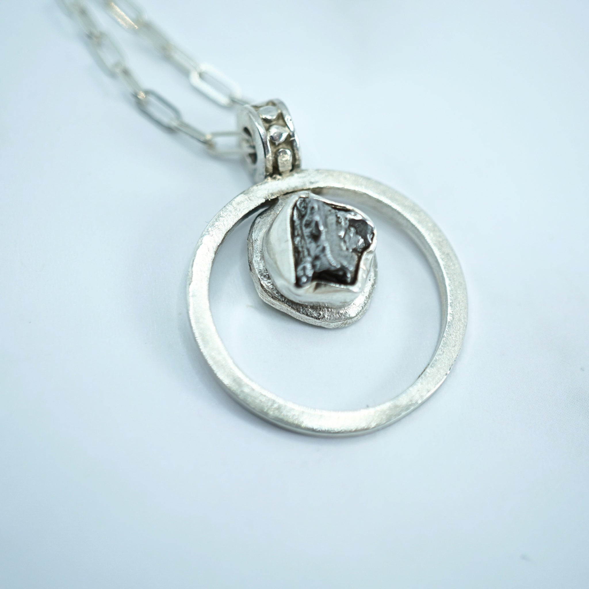 Meteorite in Silver Pendant