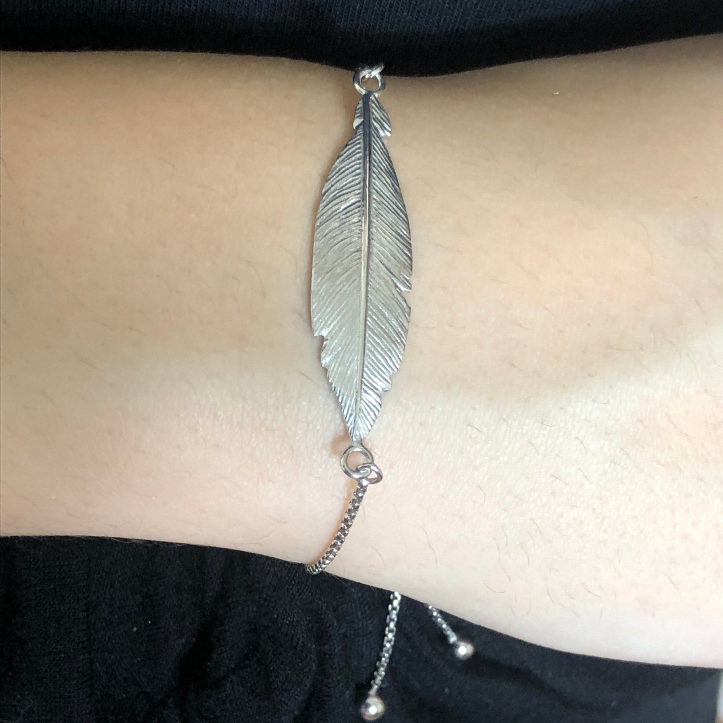Silver Feather Chain Bracelet