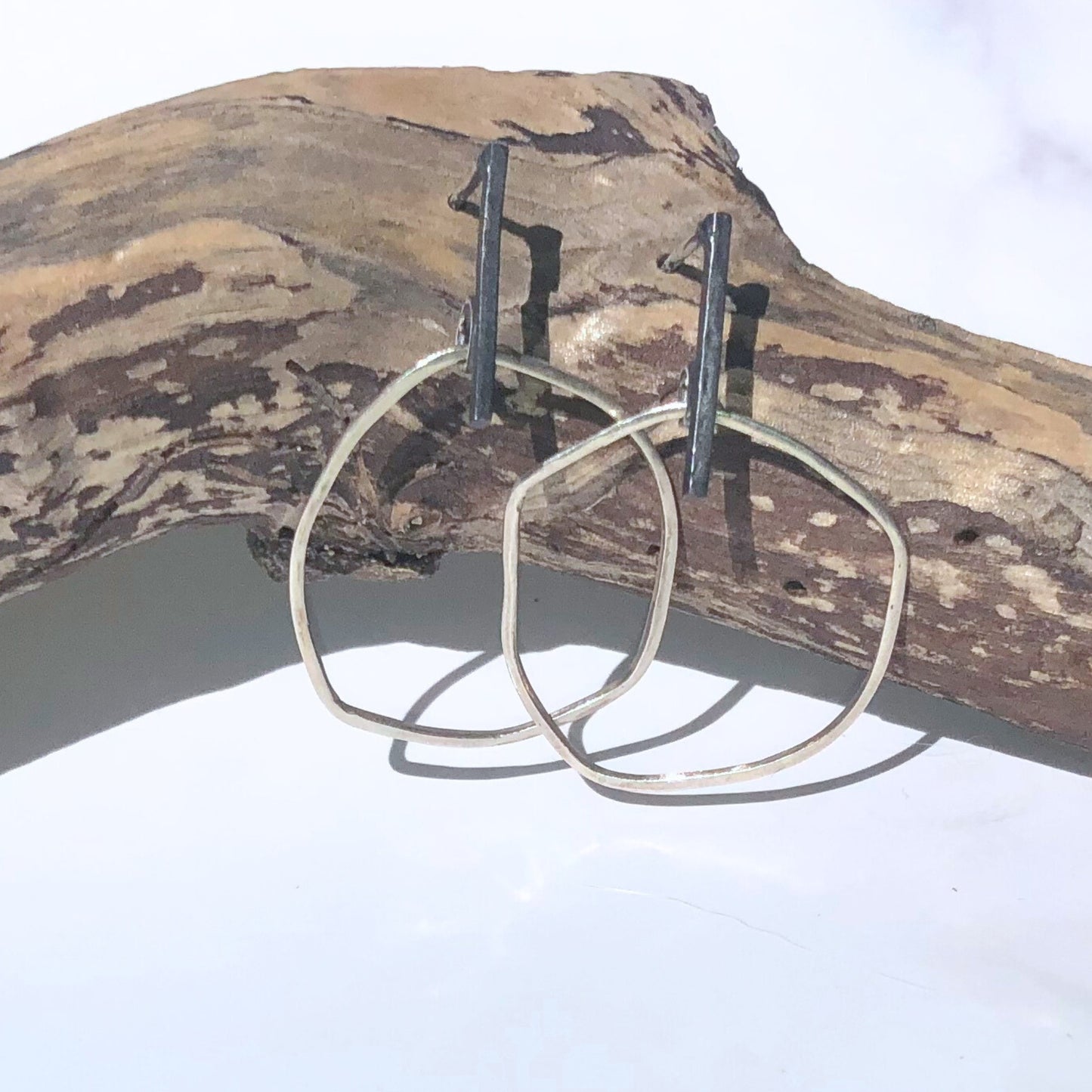 Sterling Silver Abstract Hoop Earrings
