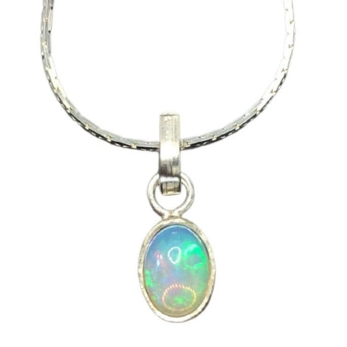 Genuine Handmade Sterling Silver Opal Necklace