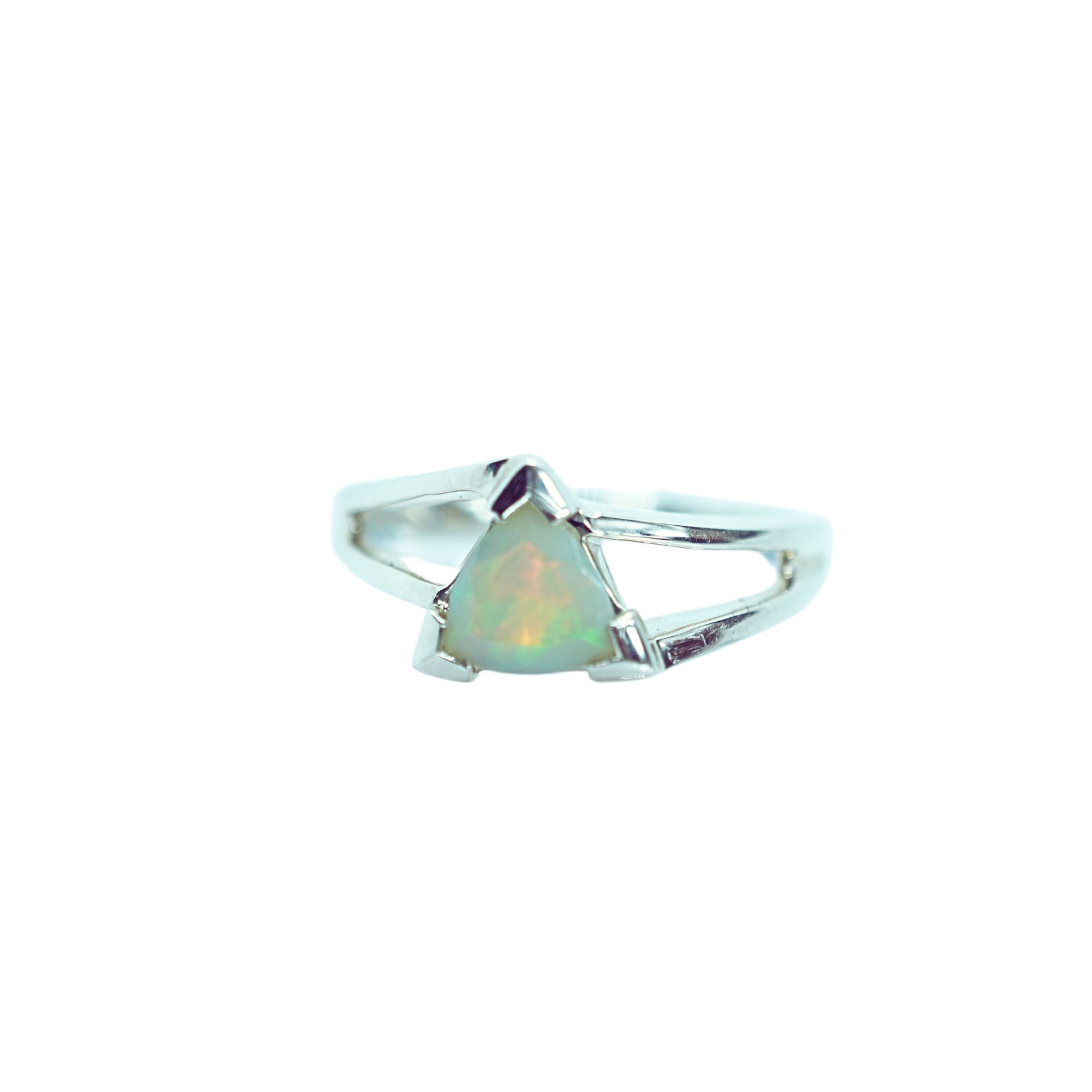 Sterling Silver Opal Trillion Ring