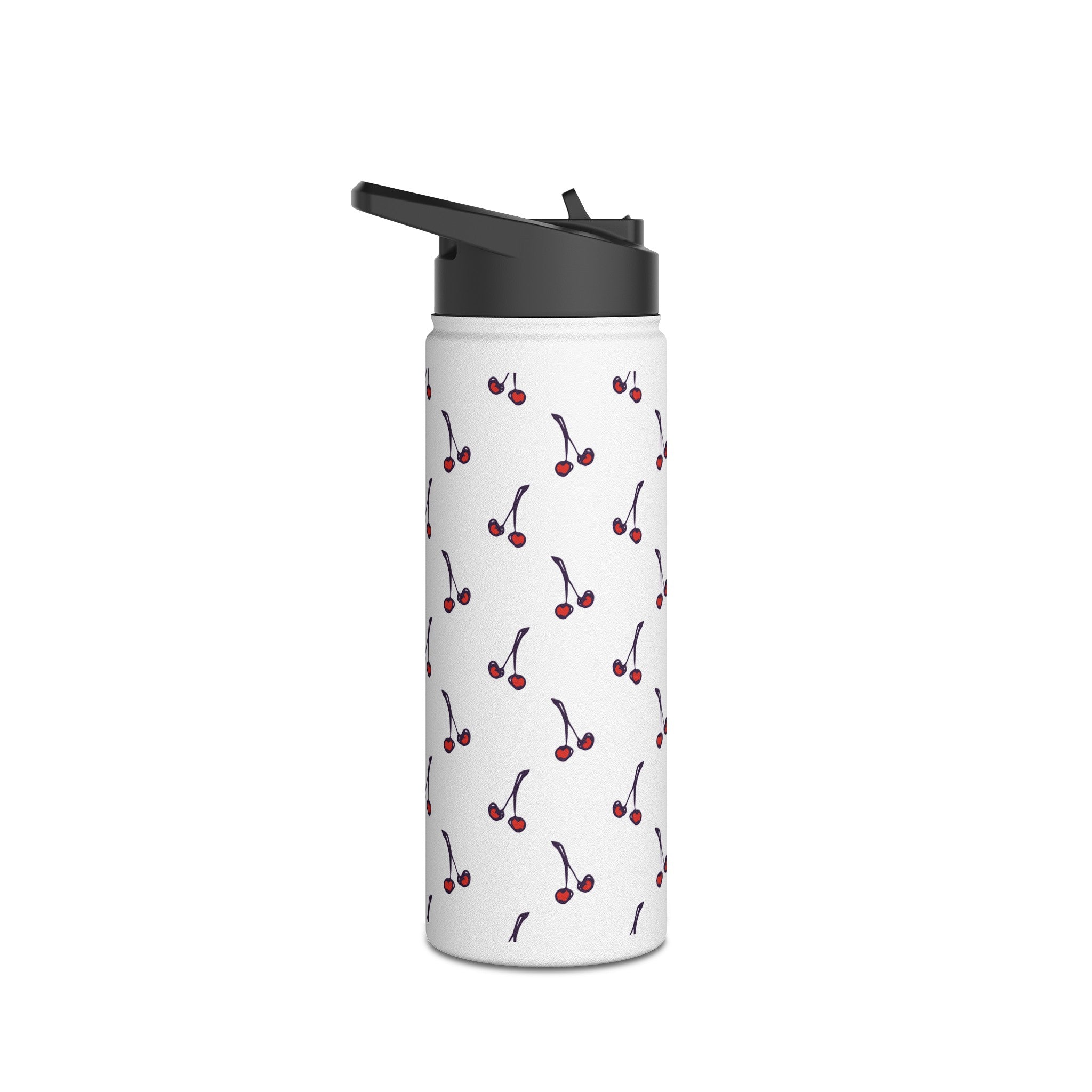 Cherry Pattern Stainless Steel Water Bottle, Standard Lid