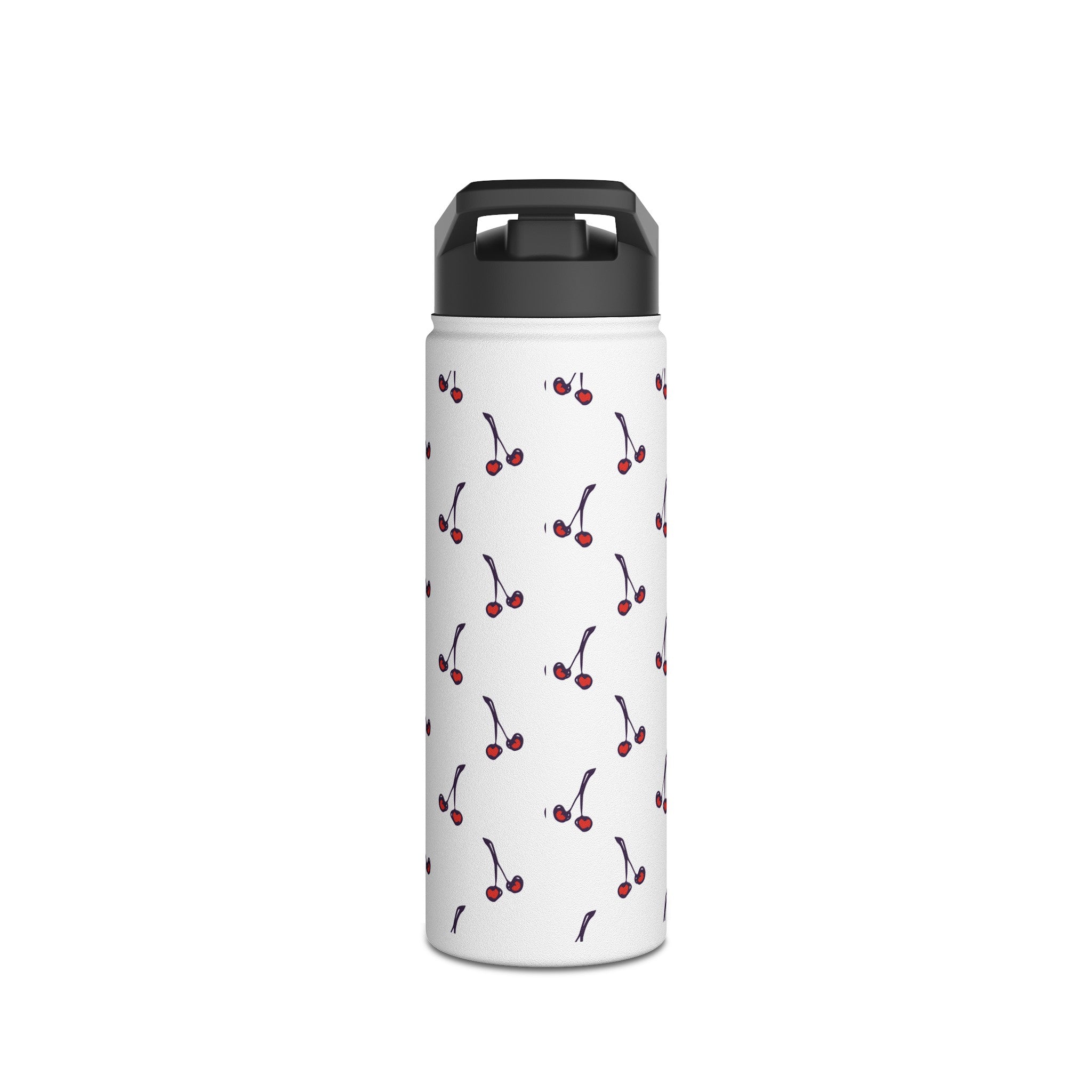 Cherry Pattern Stainless Steel Water Bottle, Standard Lid