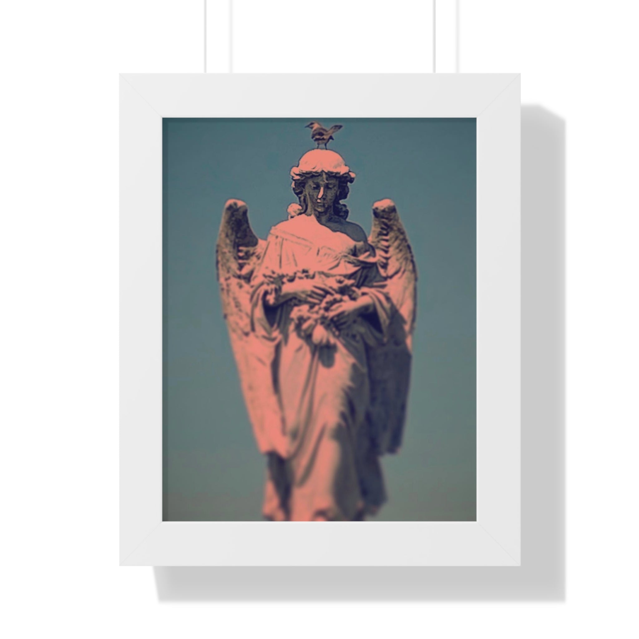 Framed Angel Statue Vertical Poster by Jo Bird