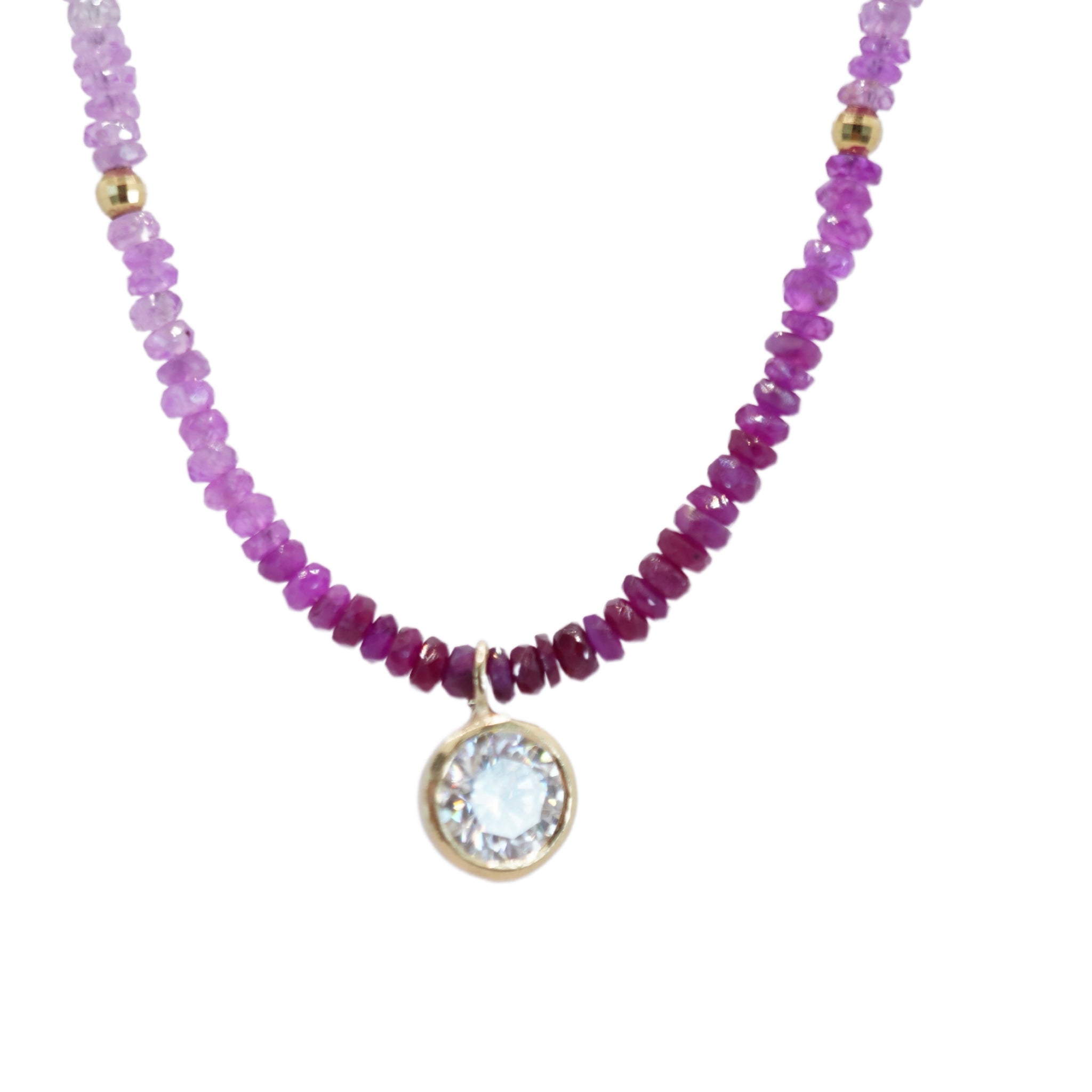 14K Gold Ombre Ruby Necklace