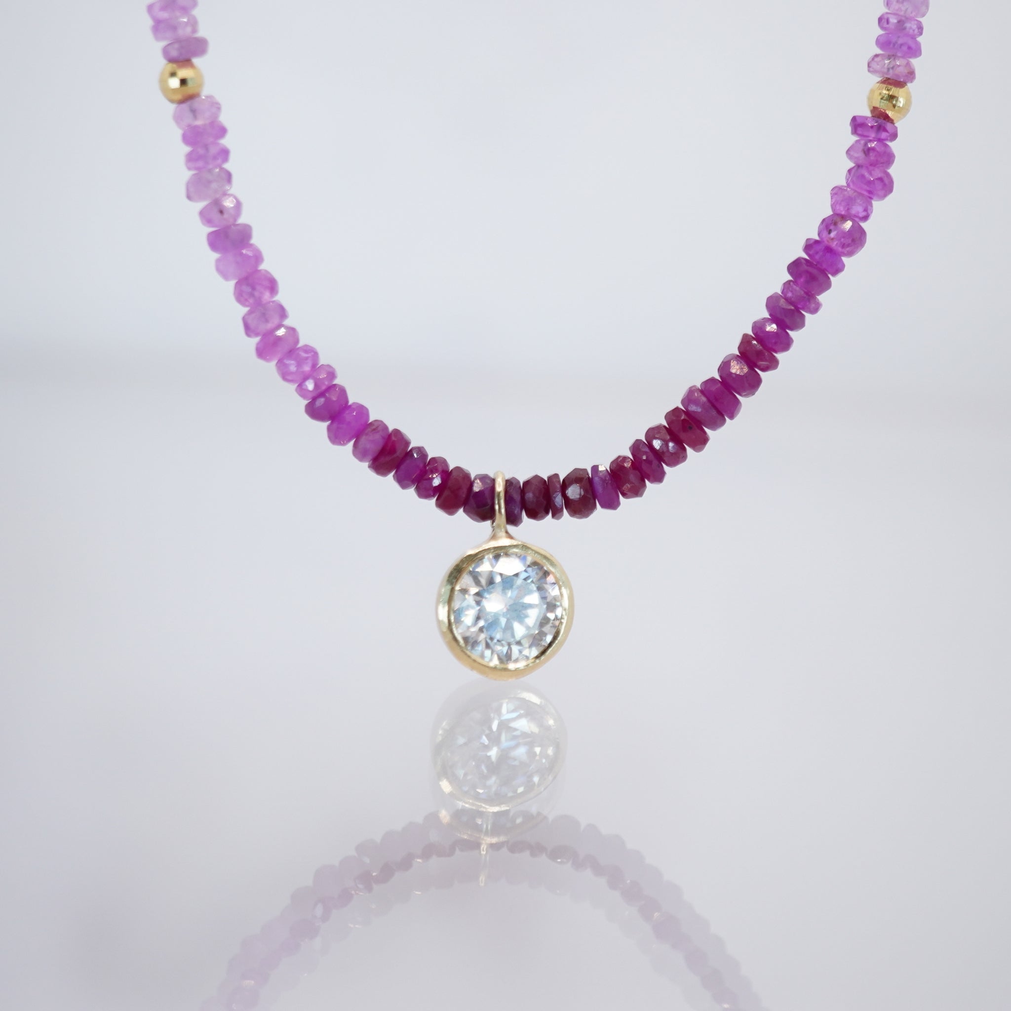 14K Gold Ombre Ruby Necklace