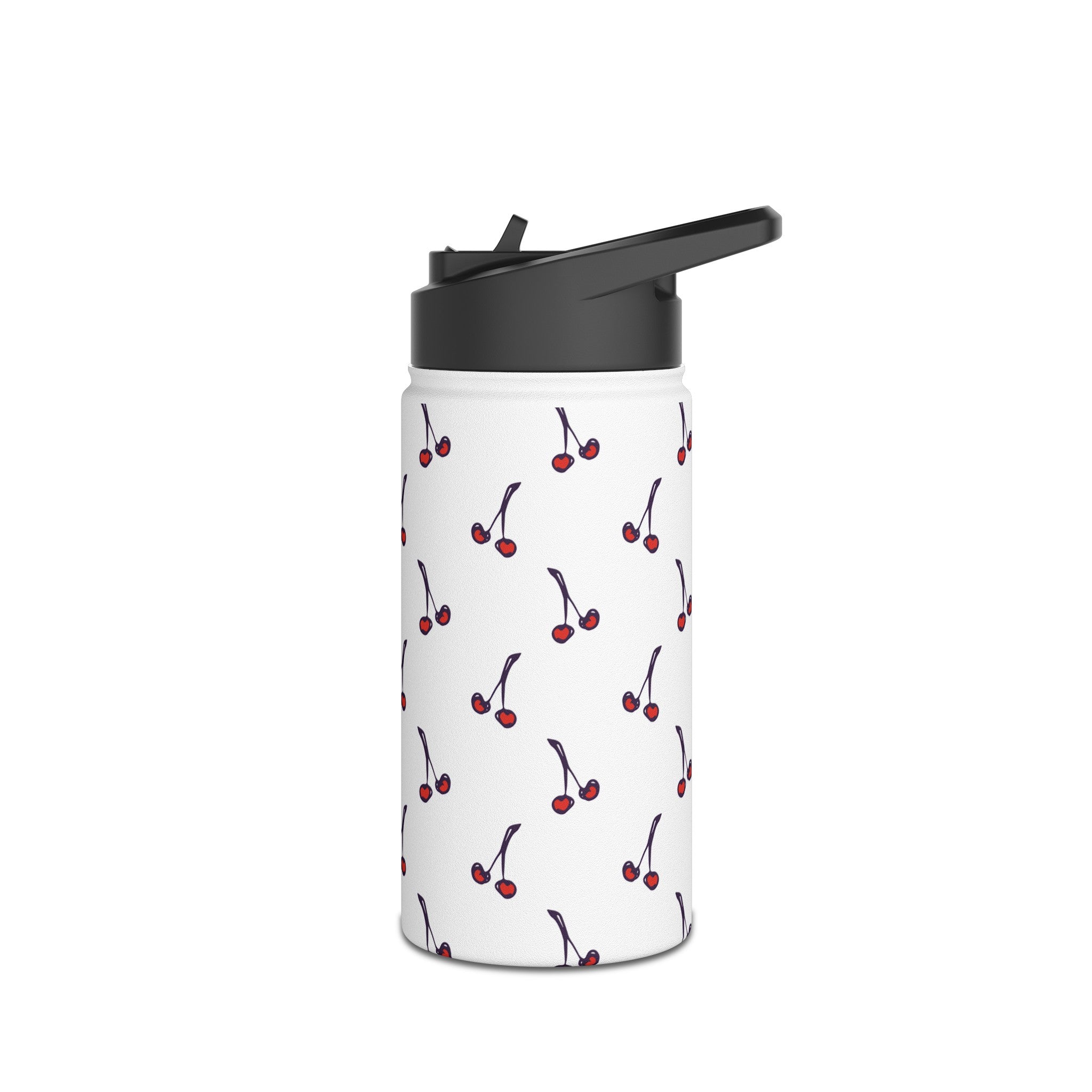 Cherry Pattern Stainless Steel Water Bottle, Standard Lid