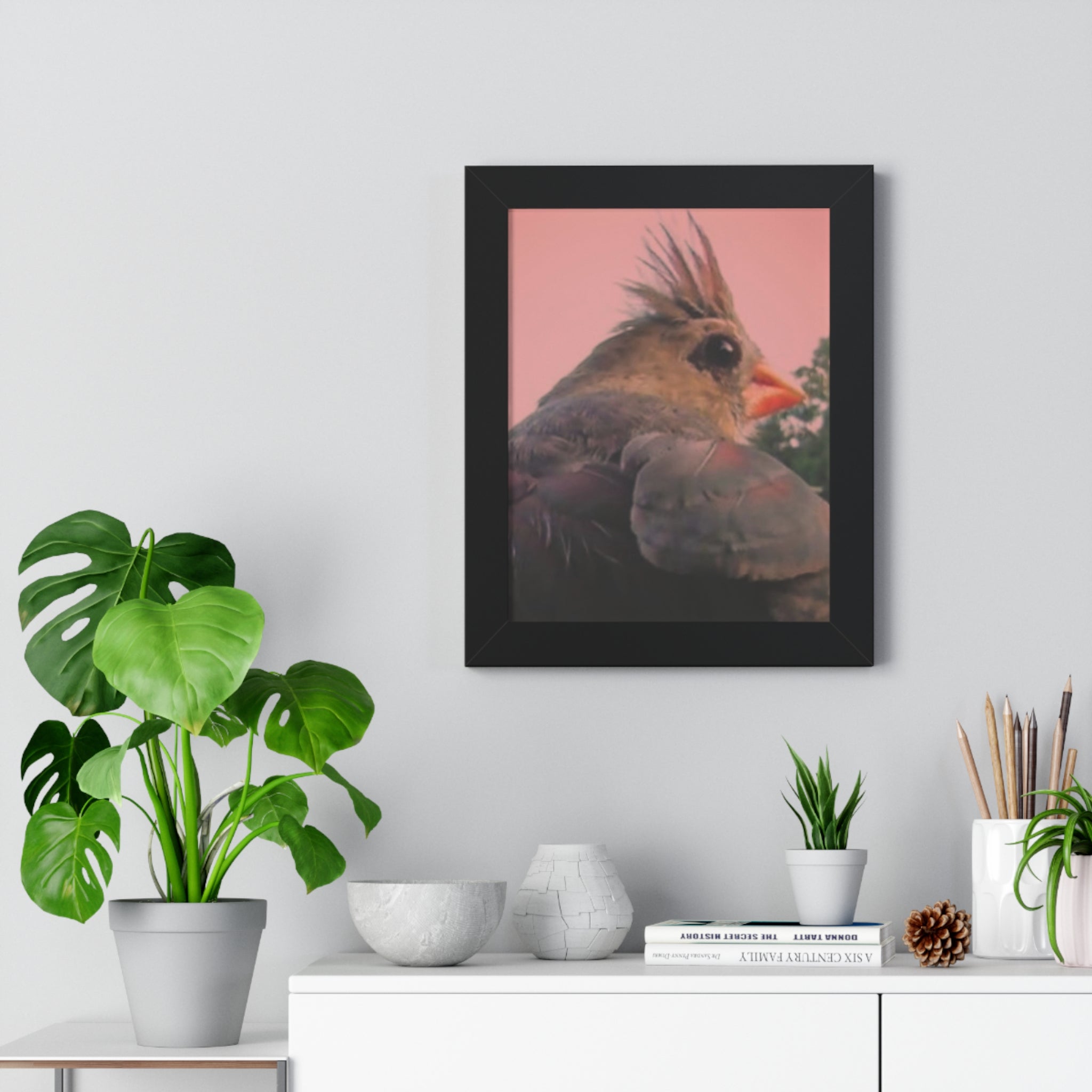 Framed Bird Vertical Poster by Jo Bird