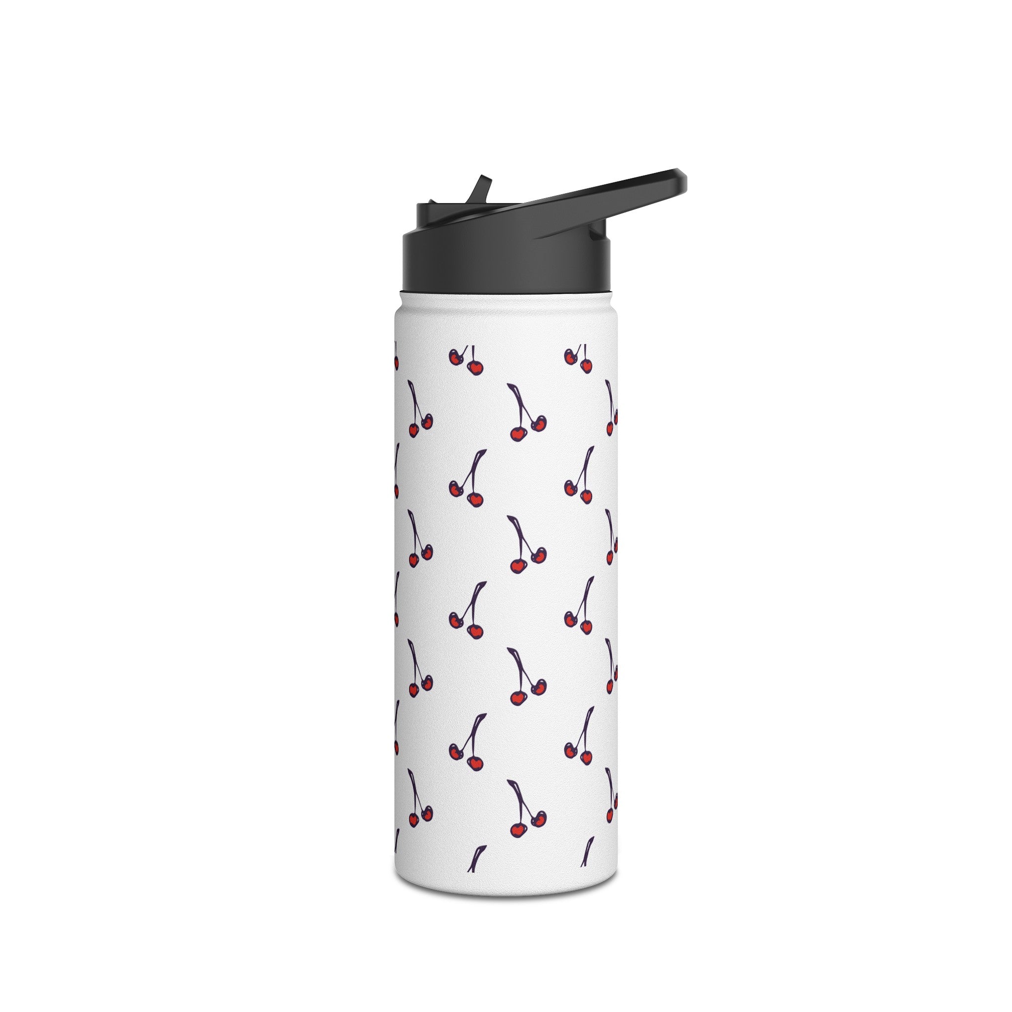 Cherry Pattern Stainless Steel Water Bottle, Standard Lid