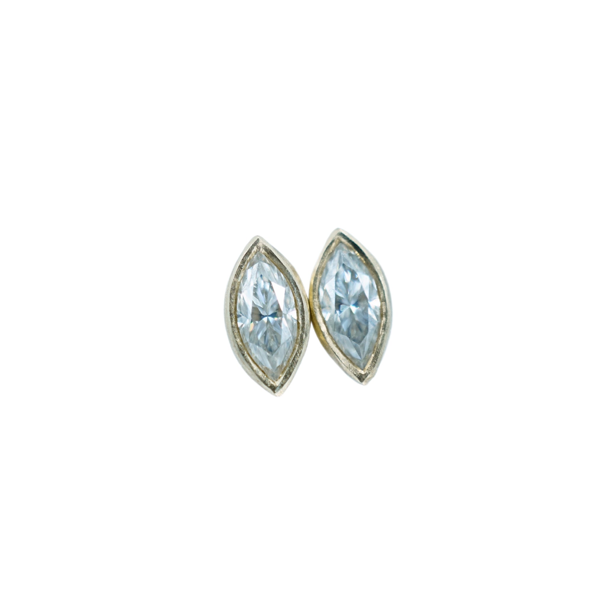18KYG Marquise Moissanite Studs