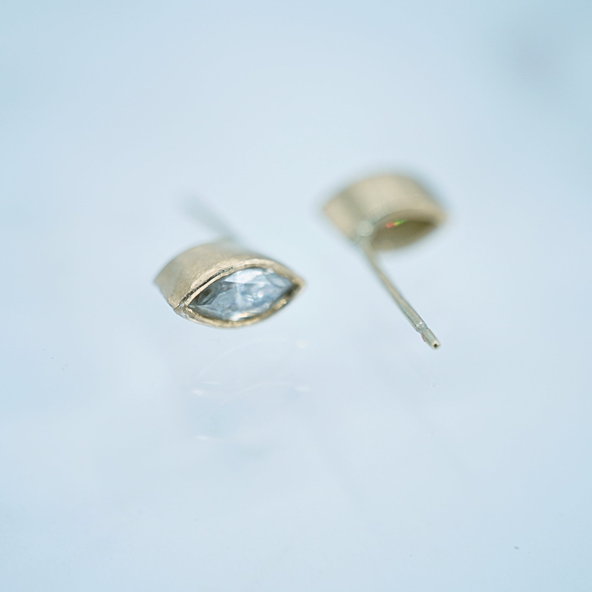 18KYG Marquise Moissanite Studs