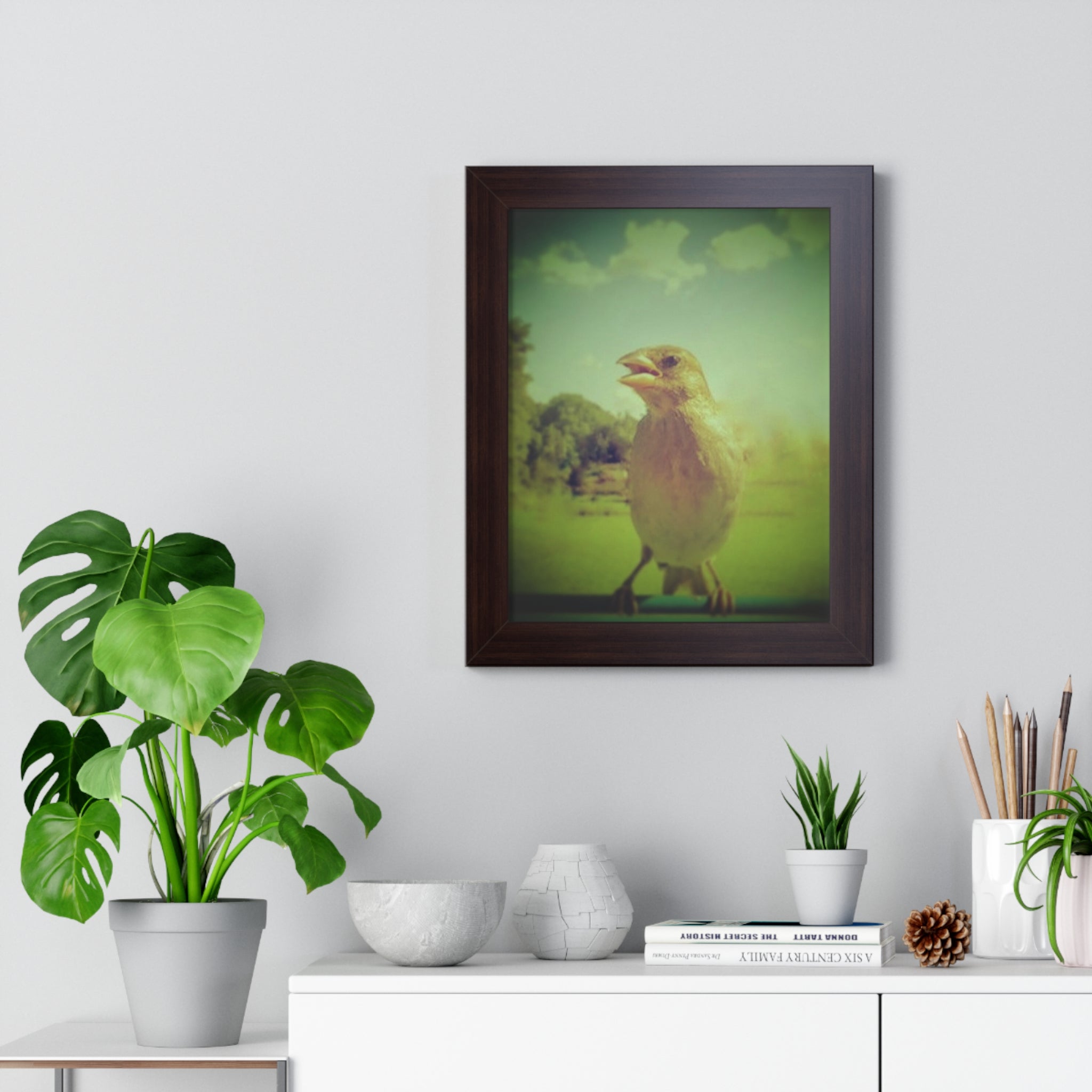 Framed 11"x 14" Vertical Poster of Bird by Jo Bird