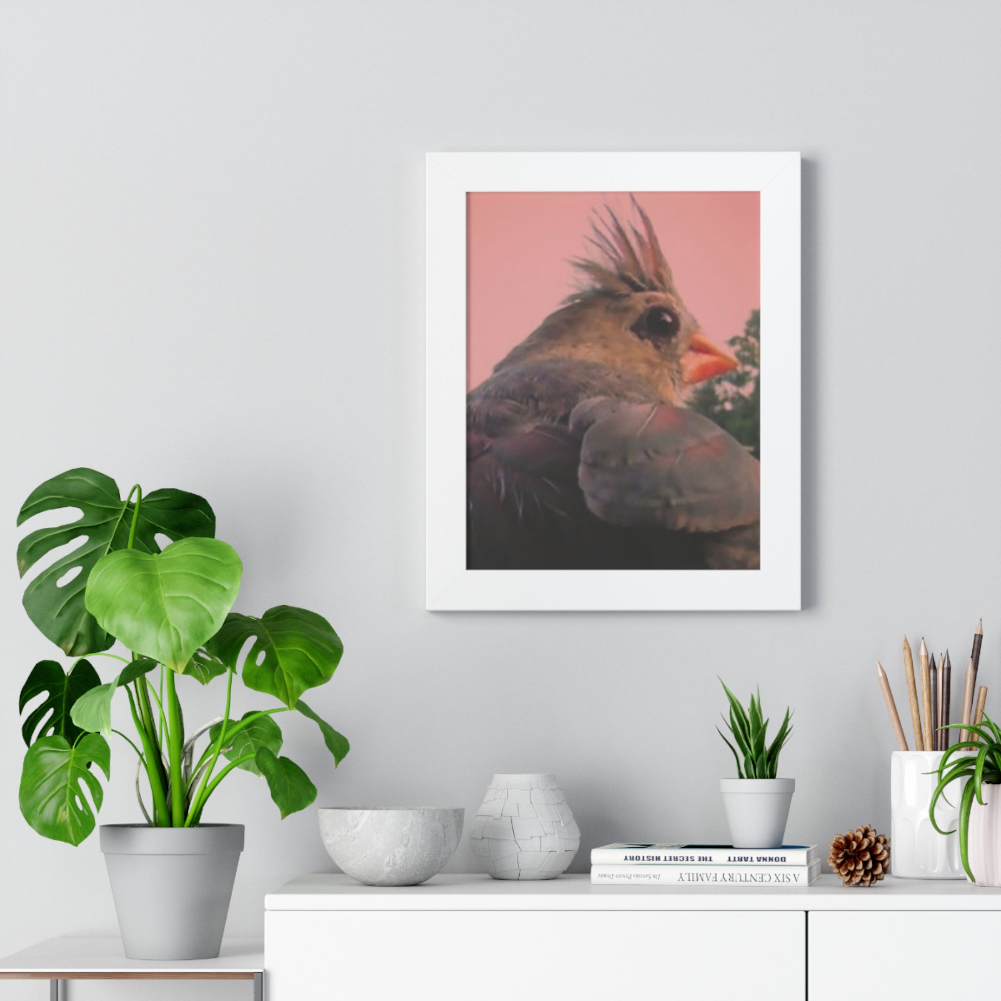 Framed Bird Vertical Poster by Jo Bird