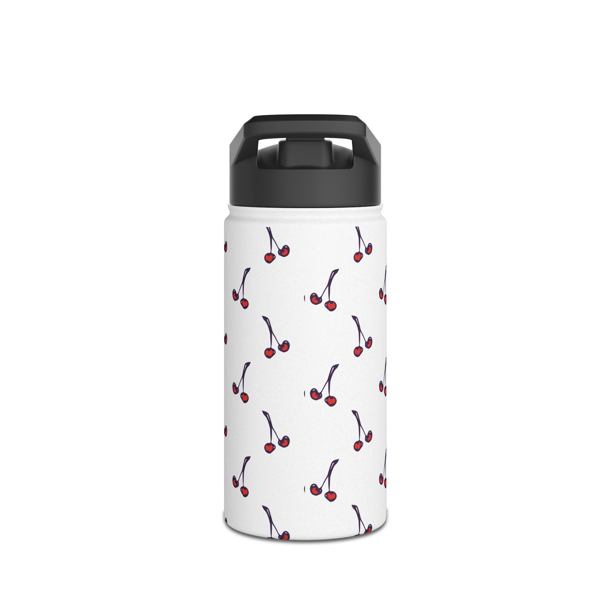 Cherry Pattern Stainless Steel Water Bottle, Standard Lid