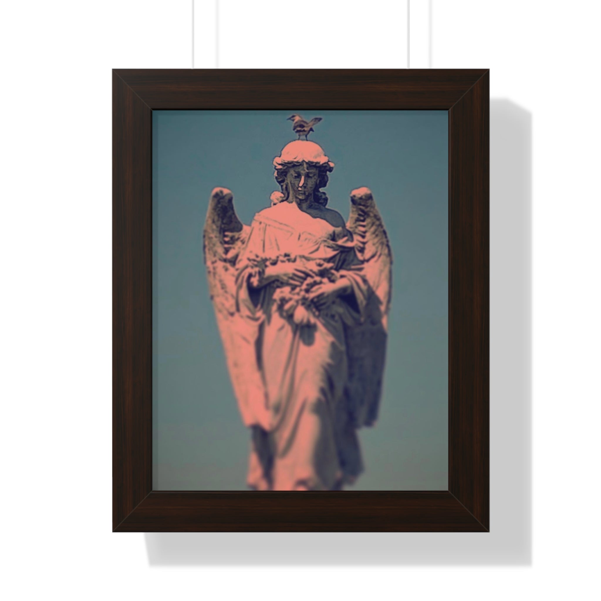 Framed Angel Statue Vertical Poster by Jo Bird