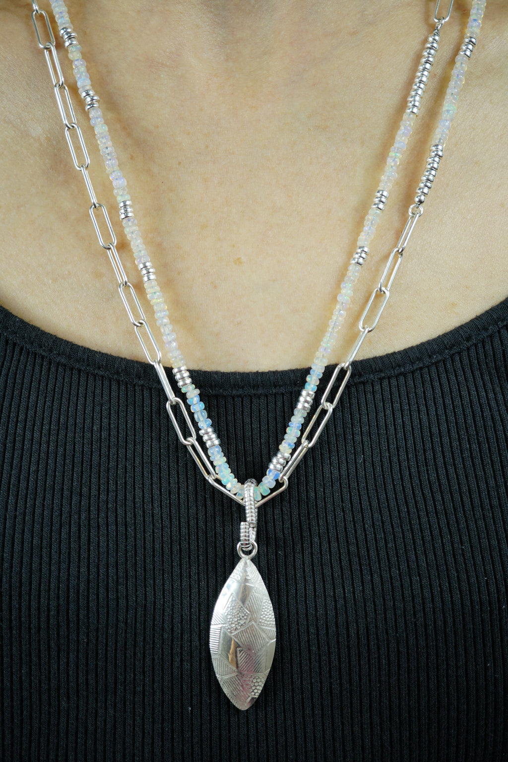Opal Necklace with Chunky Pendant