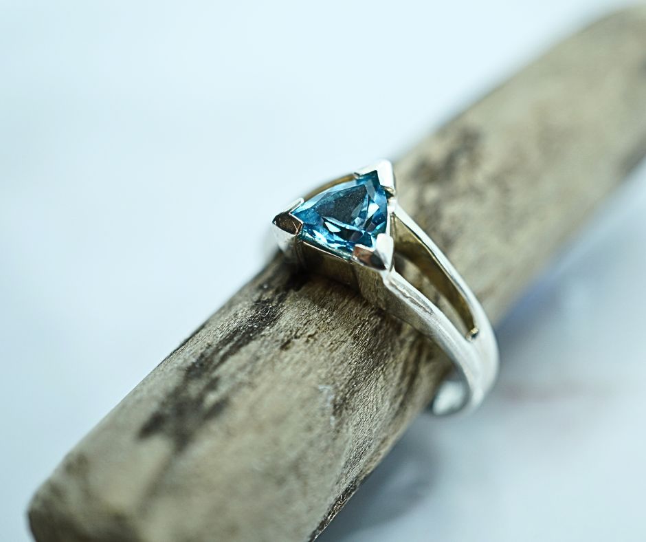 Sterling Silver Trillion Blue Topaz Ring
