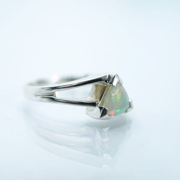 Sterling Silver Opal Trillion Ring