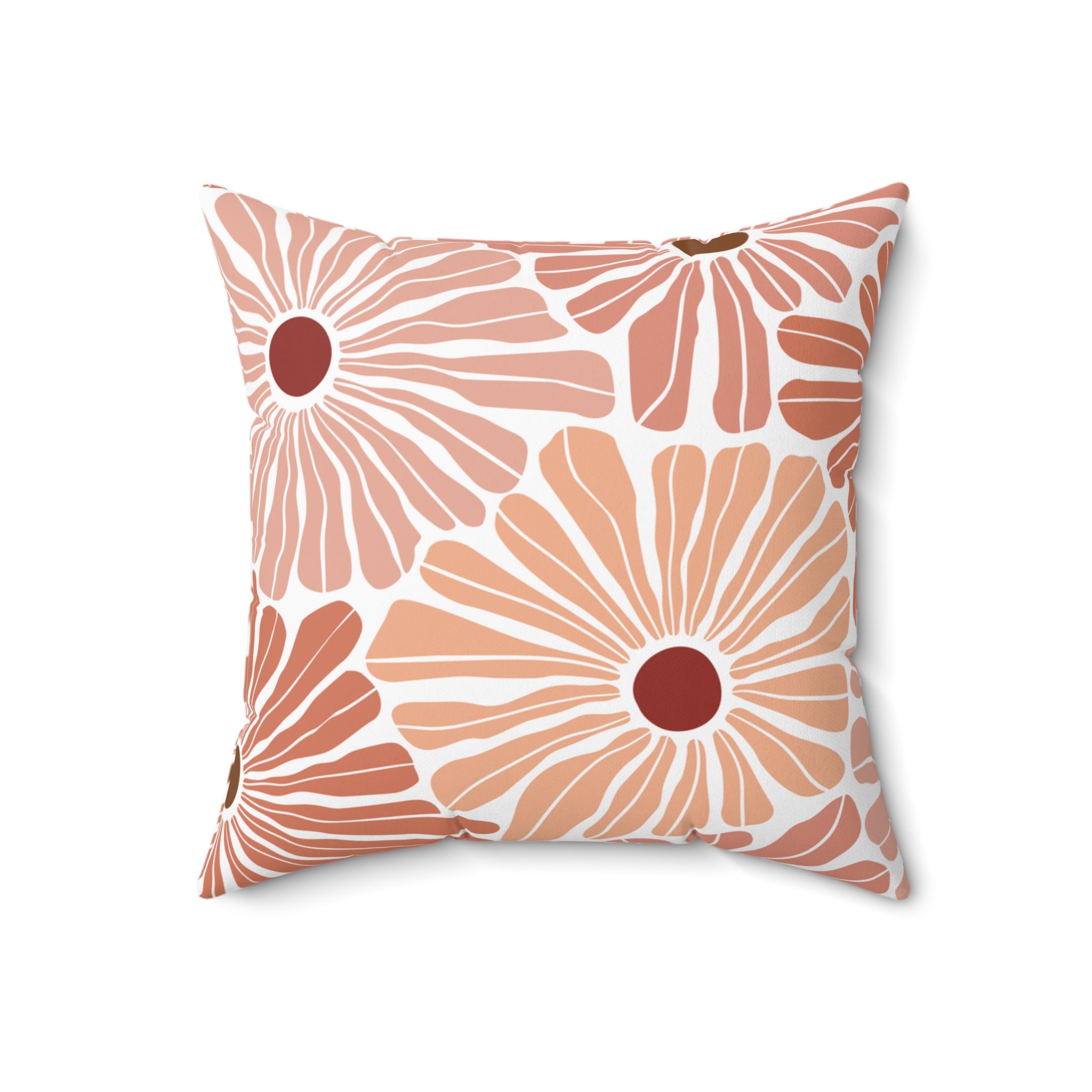Spun Polyester Boho Flower Motif Square Pillow