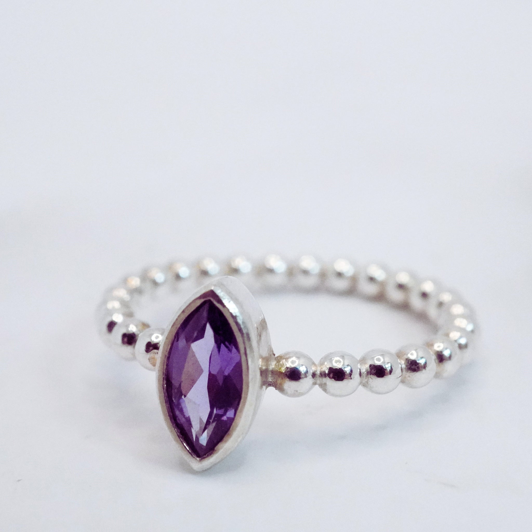 Handmade Sterling Silver Beaded Alexandrite Ring