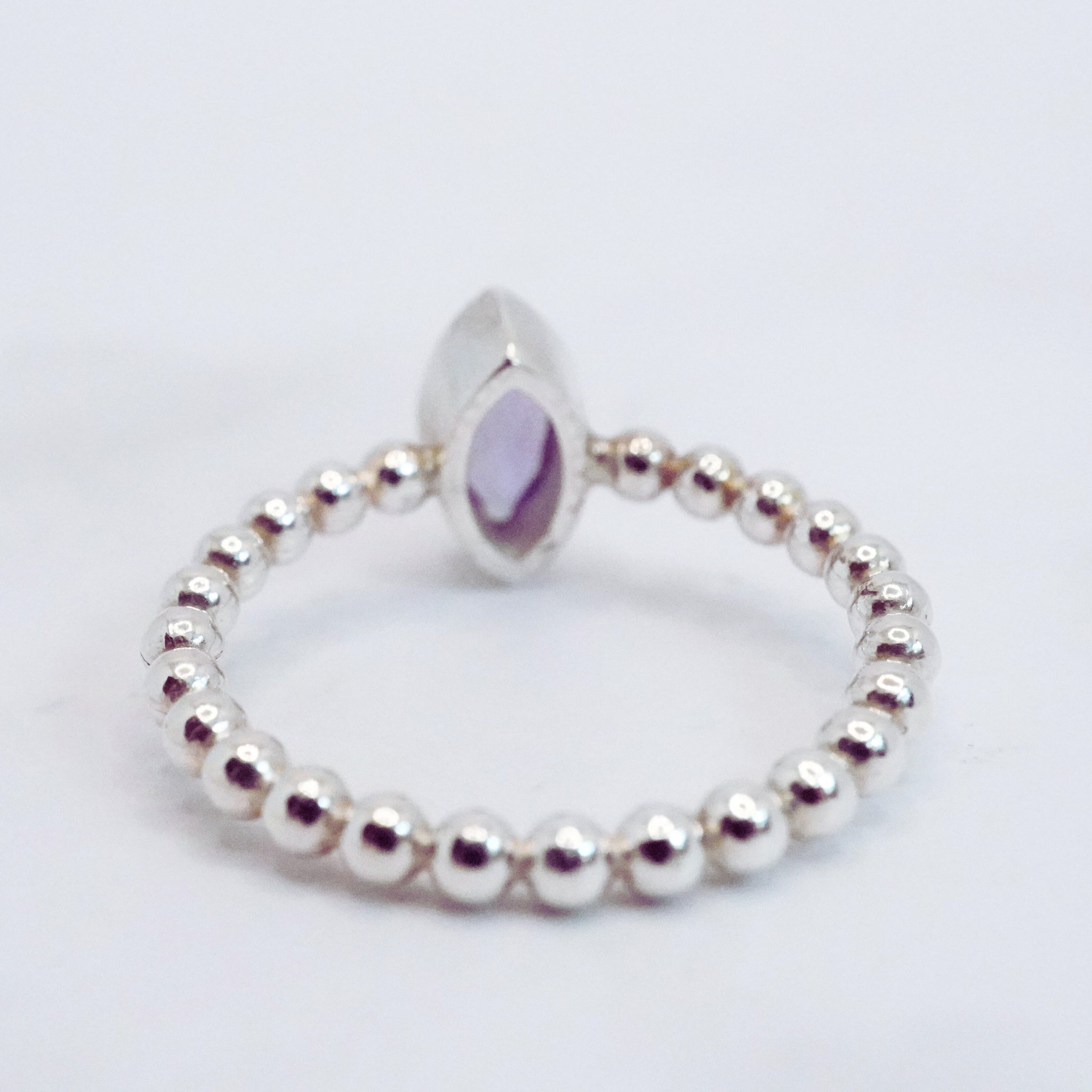 Handmade Silver Beaded Alexandrite Ring