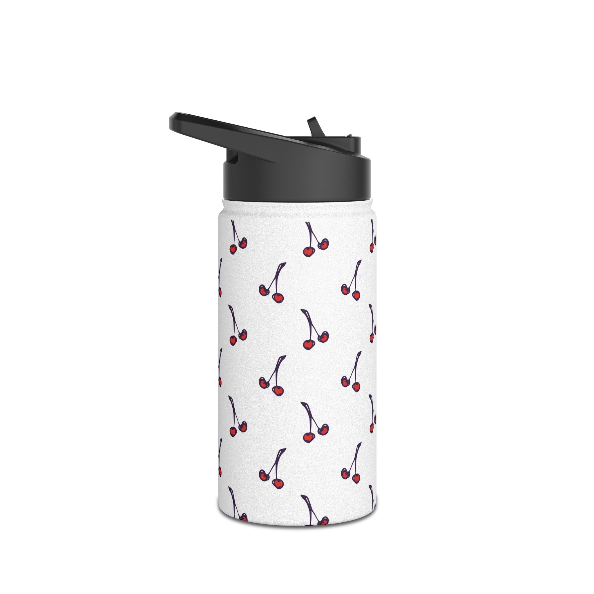 Cherry Pattern Stainless Steel Water Bottle, Standard Lid