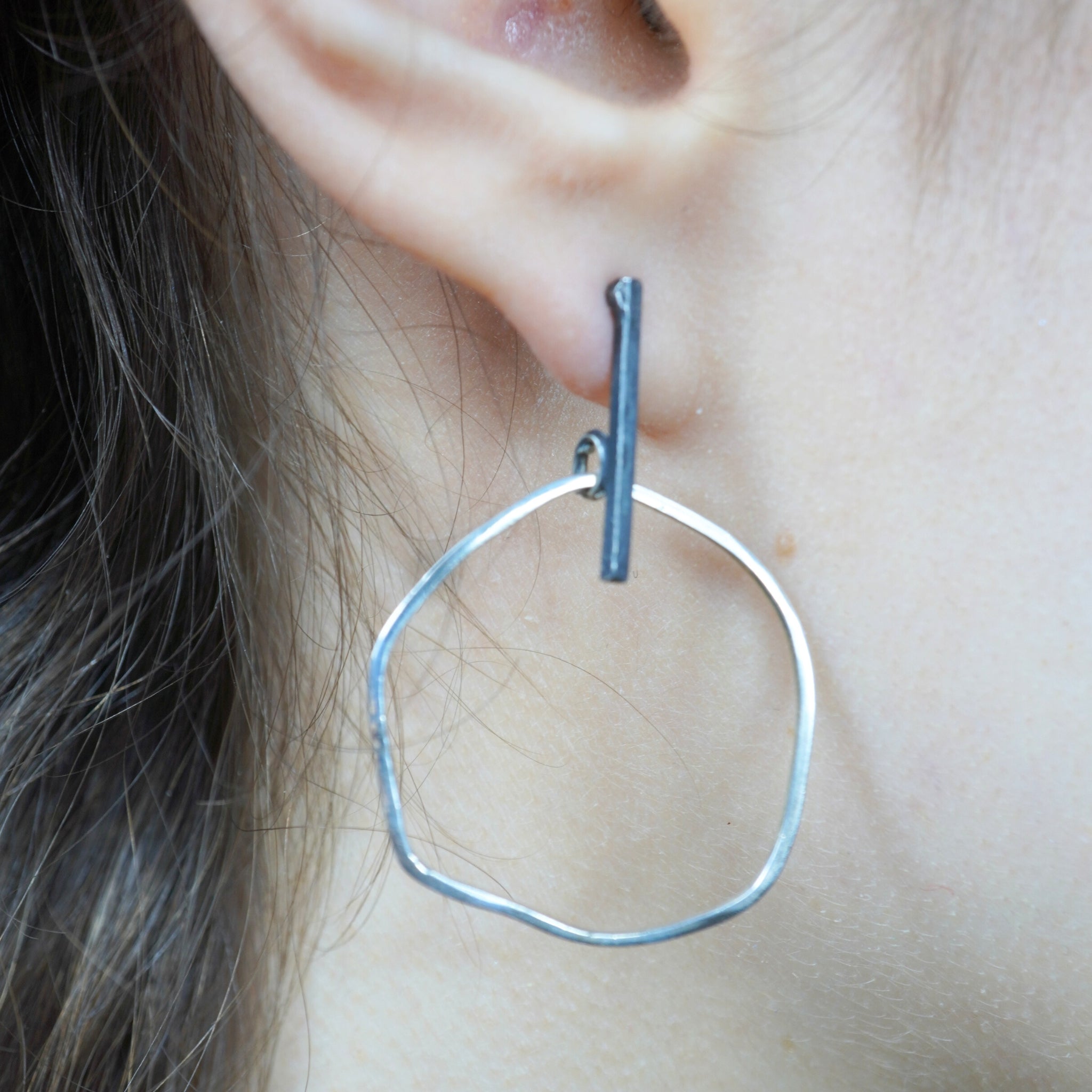 Sterling Silver Abstract Hoop Earrings