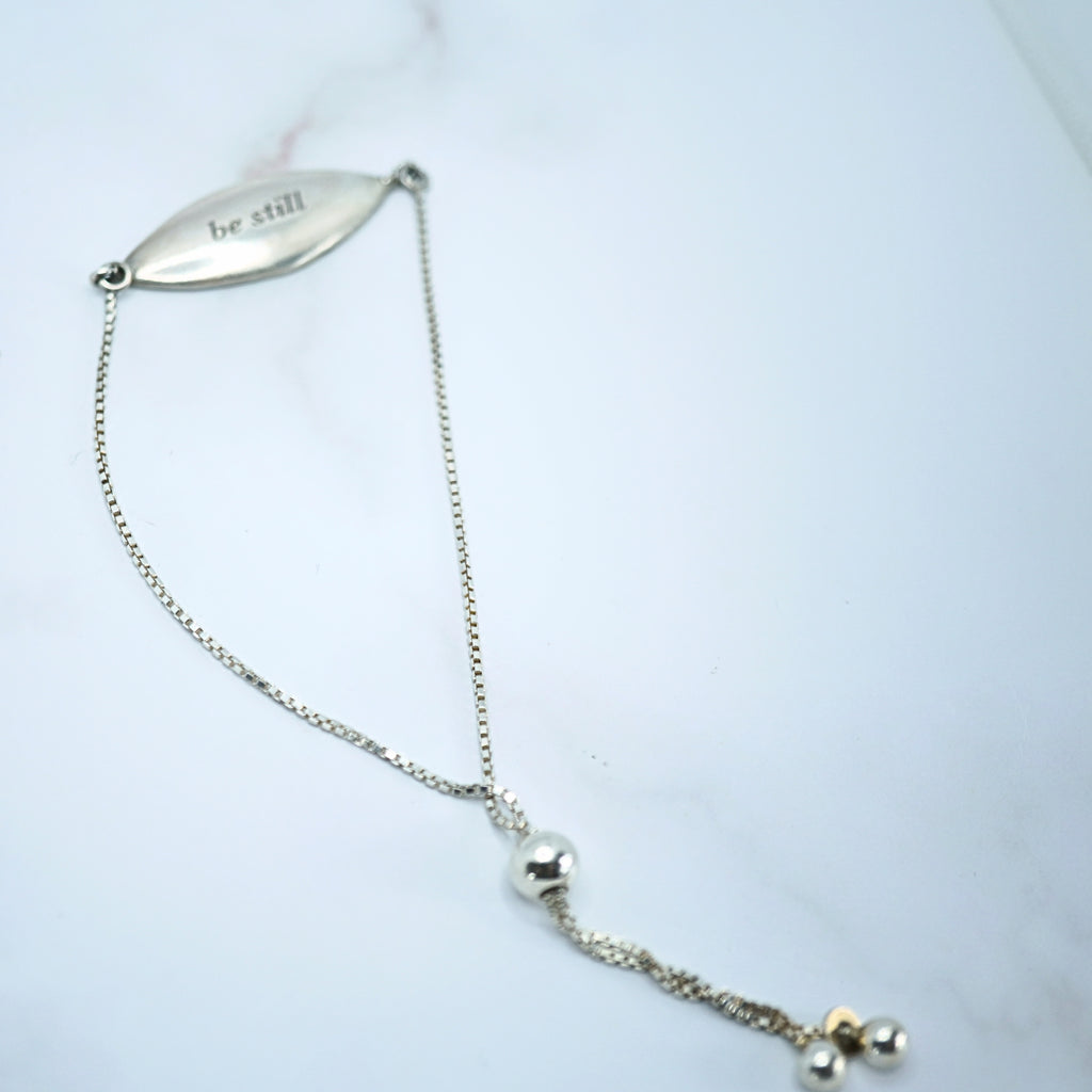 Personalized Adjustable Silver Bracelet