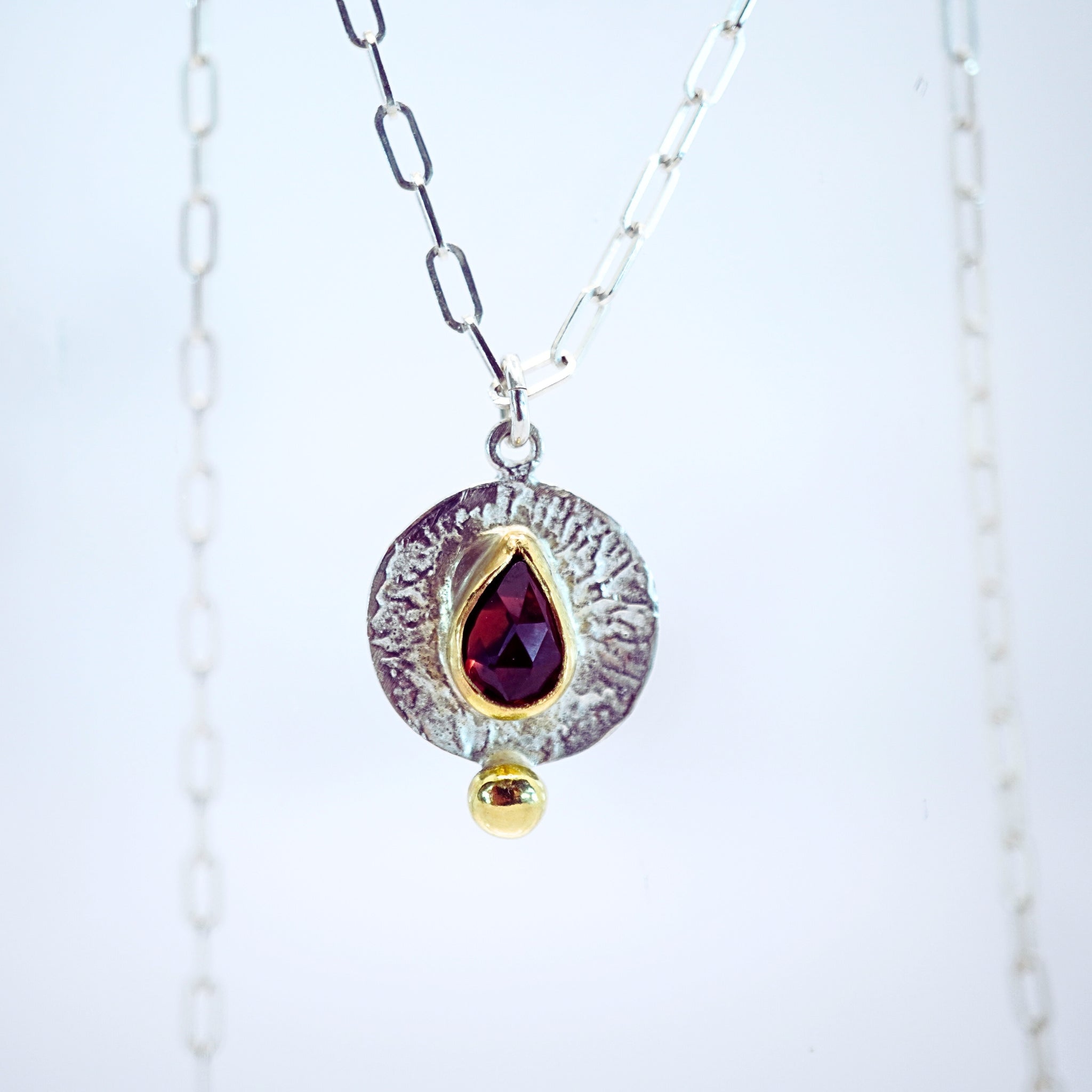 Custom Gold and Silver Garnet Necklace